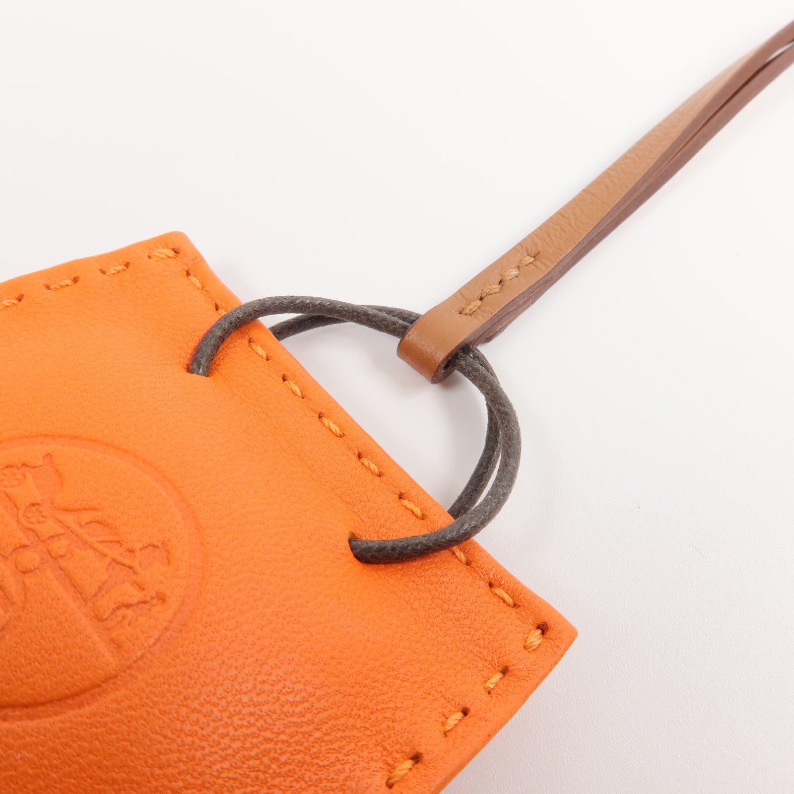 HERMES Milo皮革Sac Orange Bag Charm掛飾Orange