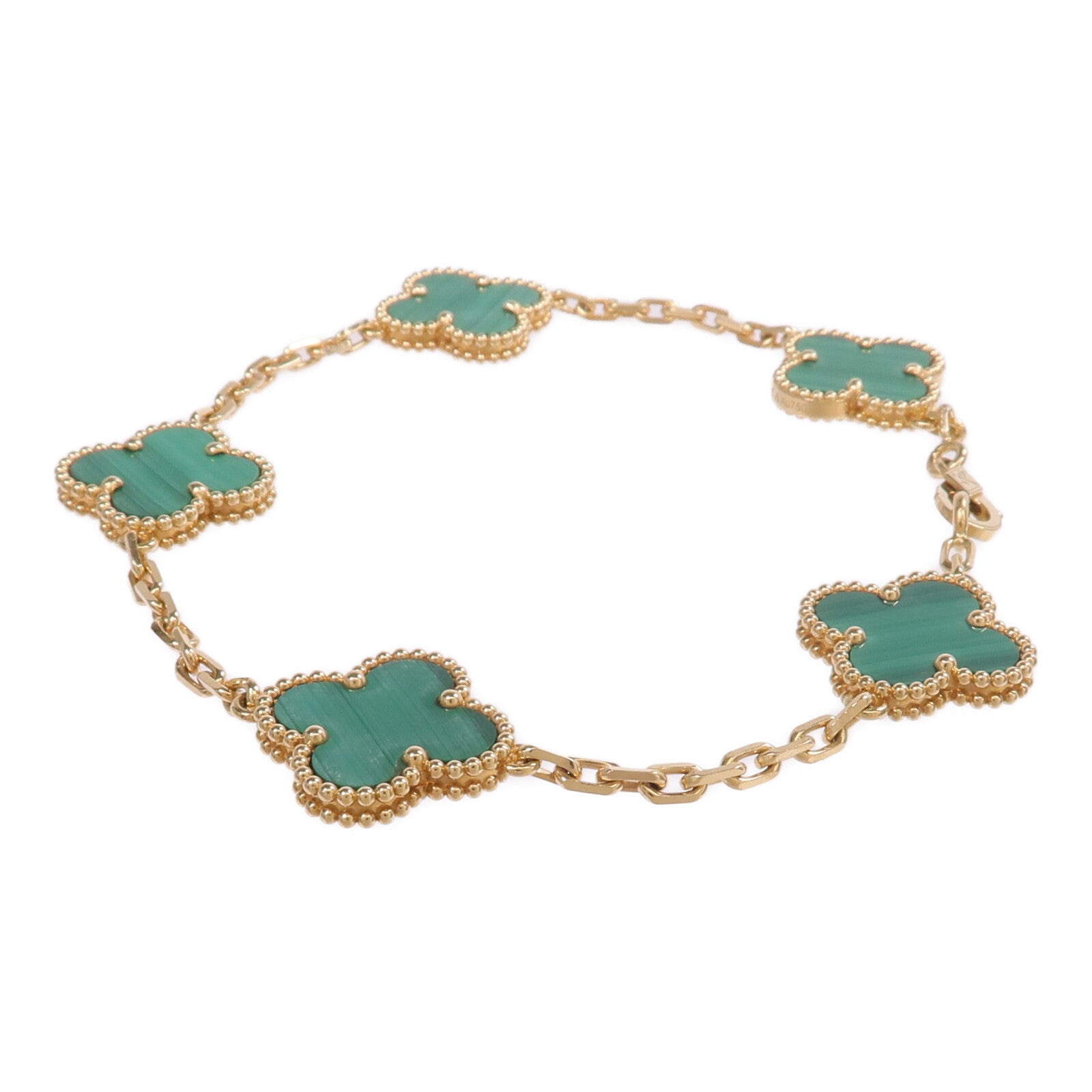 Van Cleef & Arpels 18K黃金Vintage Alhambra Bracelet 5 motifs孔雀石手鏈