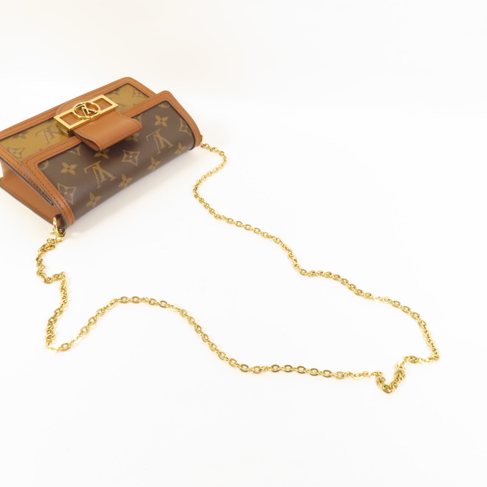LOUIS VUITTON Monogram Reverse Mini Dauphine金扣肩背袋