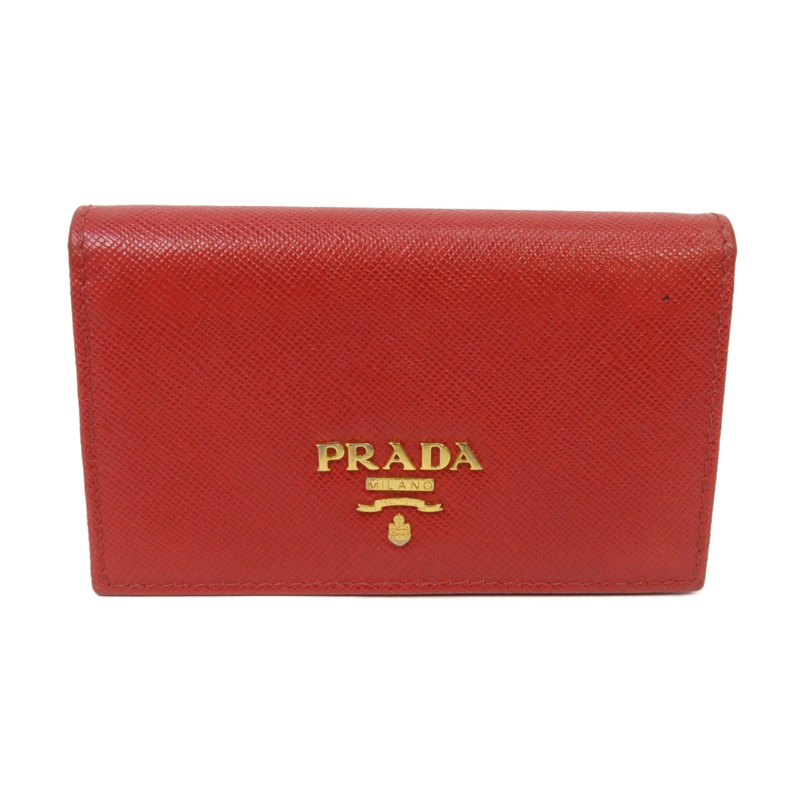 PRADA 【激減優惠】Saffiano皮革Card Case金扣卡片套紅色