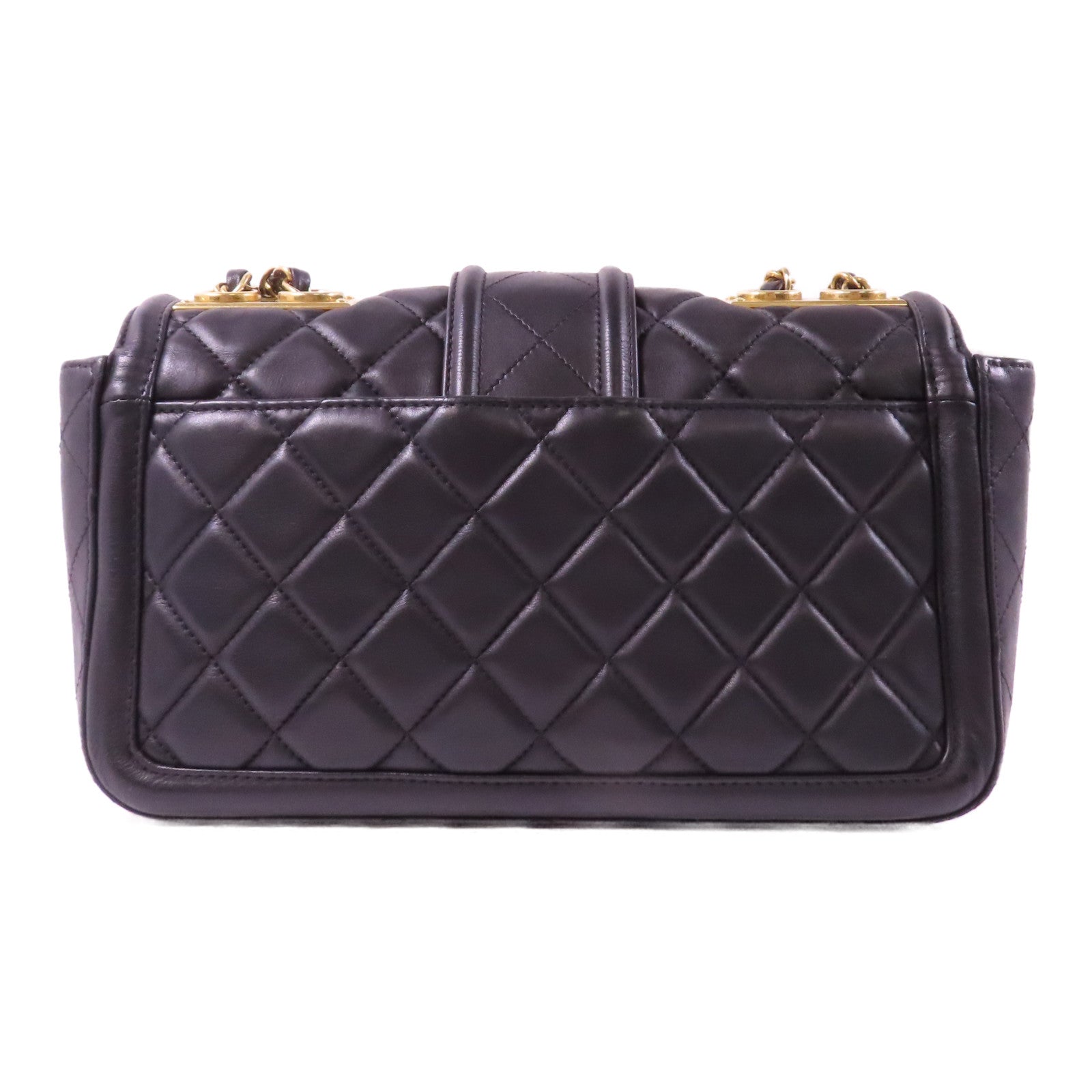 CHANEL 【激減優惠】菱格羊皮皮革Chain Shoulder金扣鏈帶肩背袋黑色