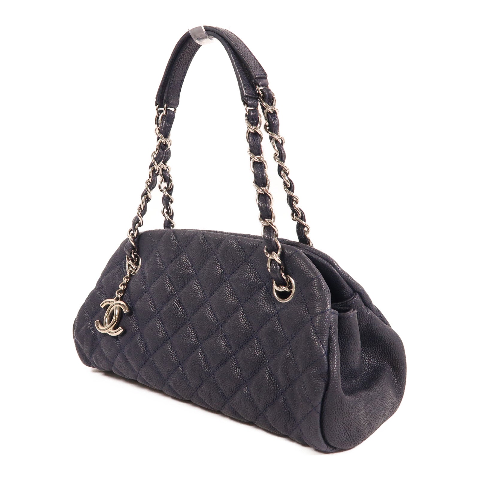 CHANEL 牛皮皮革Shoulder Bag銀扣鏈帶肩背袋