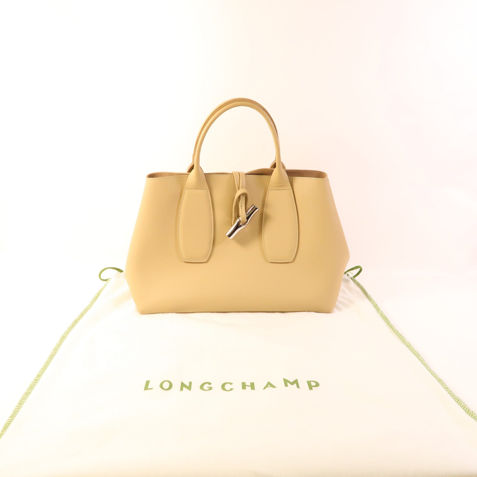 Longchamp 牛皮皮革2 Way Shoulder銀扣手挽肩背兩用袋