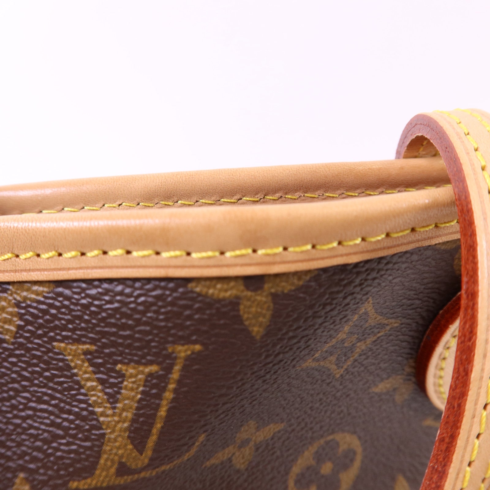 LOUIS VUITTON Monogram Neverfull PM金扣手挽袋棕色