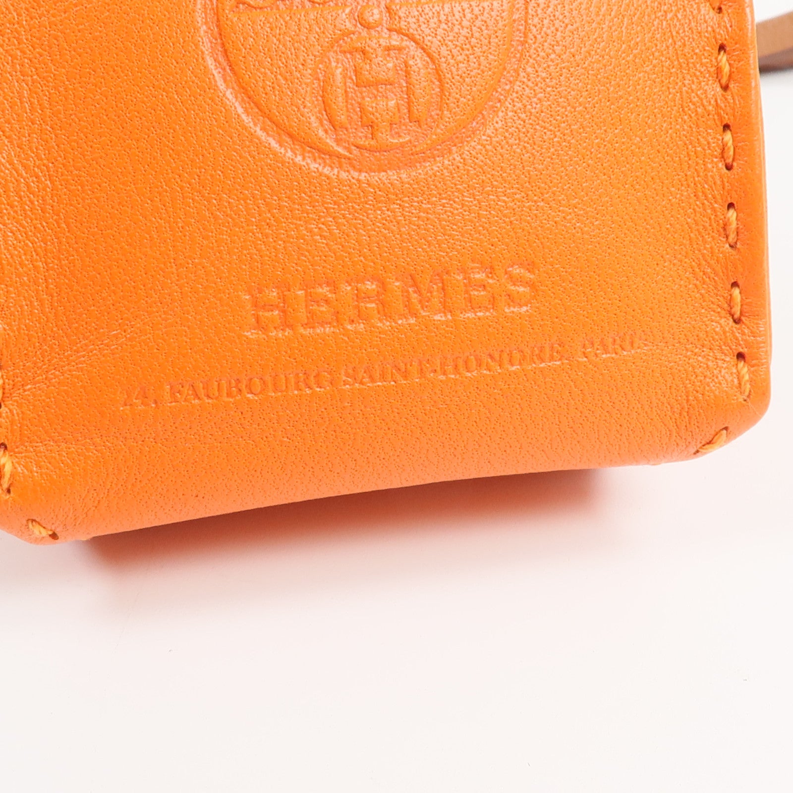 HERMES Milo皮革Sac Orange Bag Charm掛飾Orange