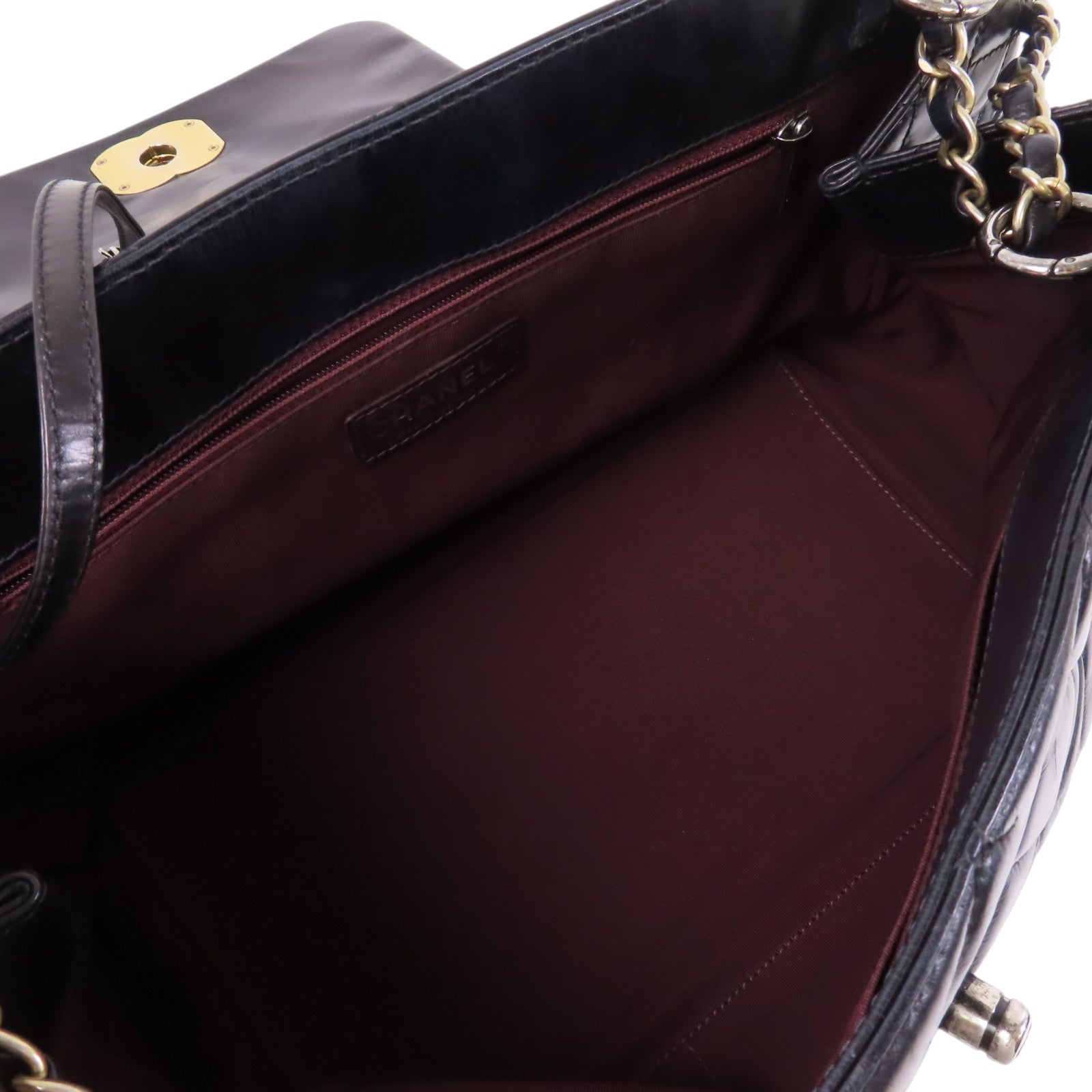 CHANEL 牛皮皮革Chain Shoulder Bag金扣鏈帶肩背袋