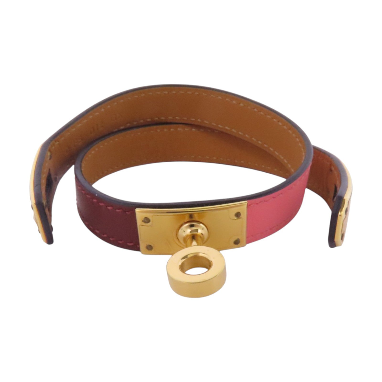 HERMES Swift皮革Double Tour Bracelet金扣手鏈