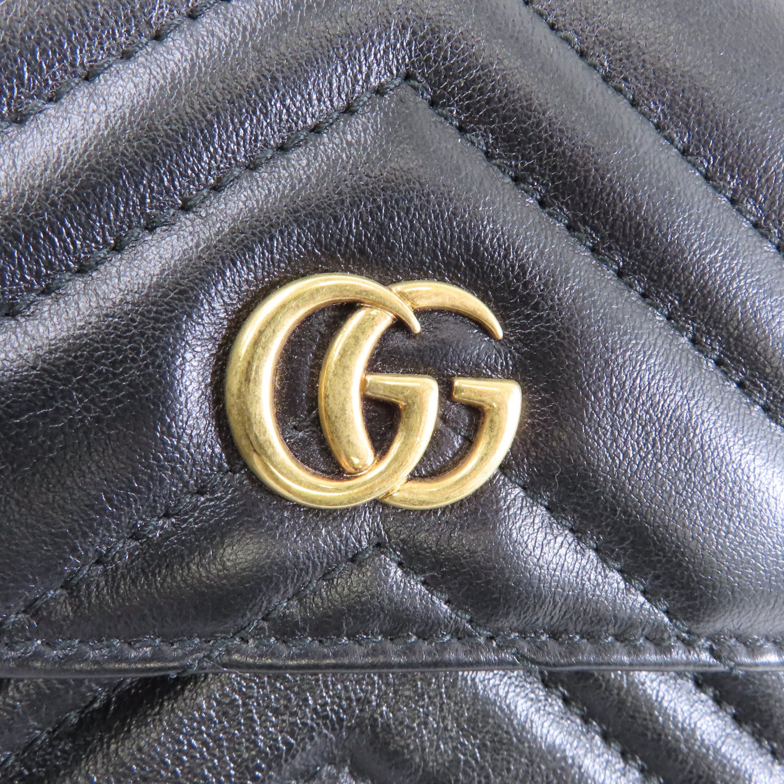 GUCCI 【激減優惠】牛皮皮革GG Marmont Waist Bag金扣腰包黑色