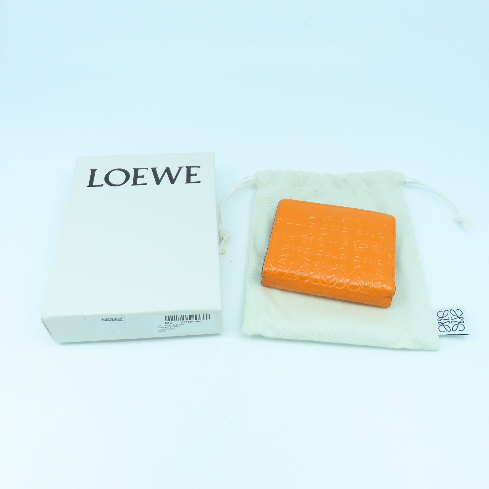 LOEWE 【激減優惠】牛皮皮革Wallet銀扣錢包橙色