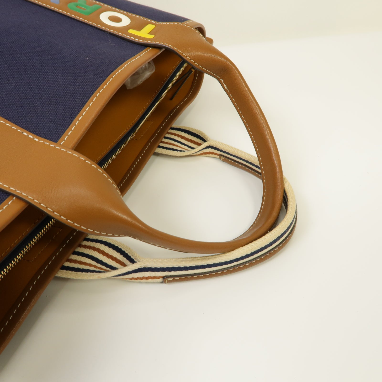 Tory Burch 帆布Tote Bag金扣手挽袋深藍色