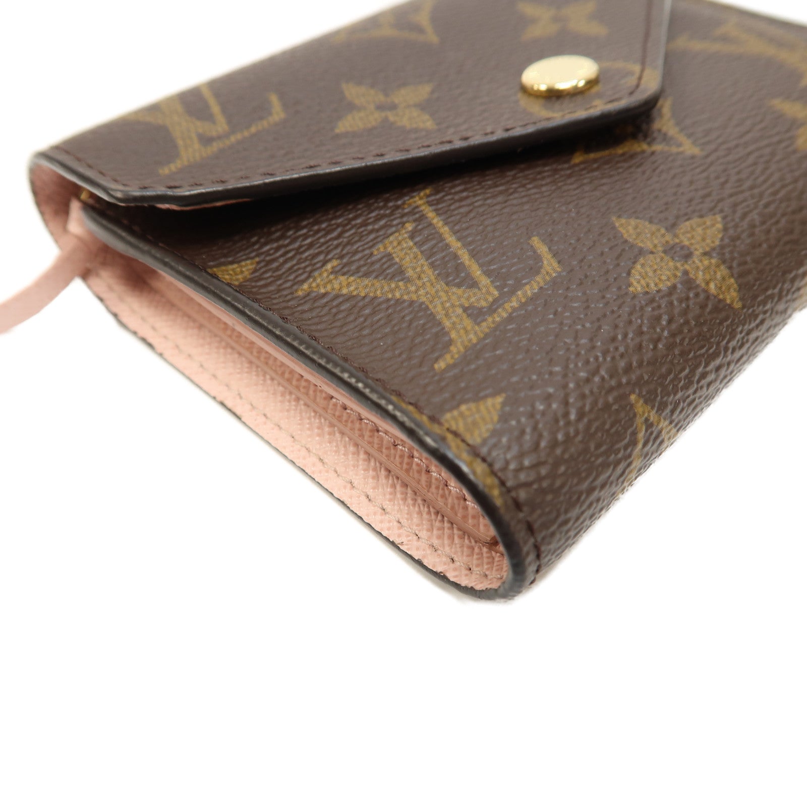 LOUIS VUITTON Monogram Victrine Wallet金扣錢包啡色/粉紅色
