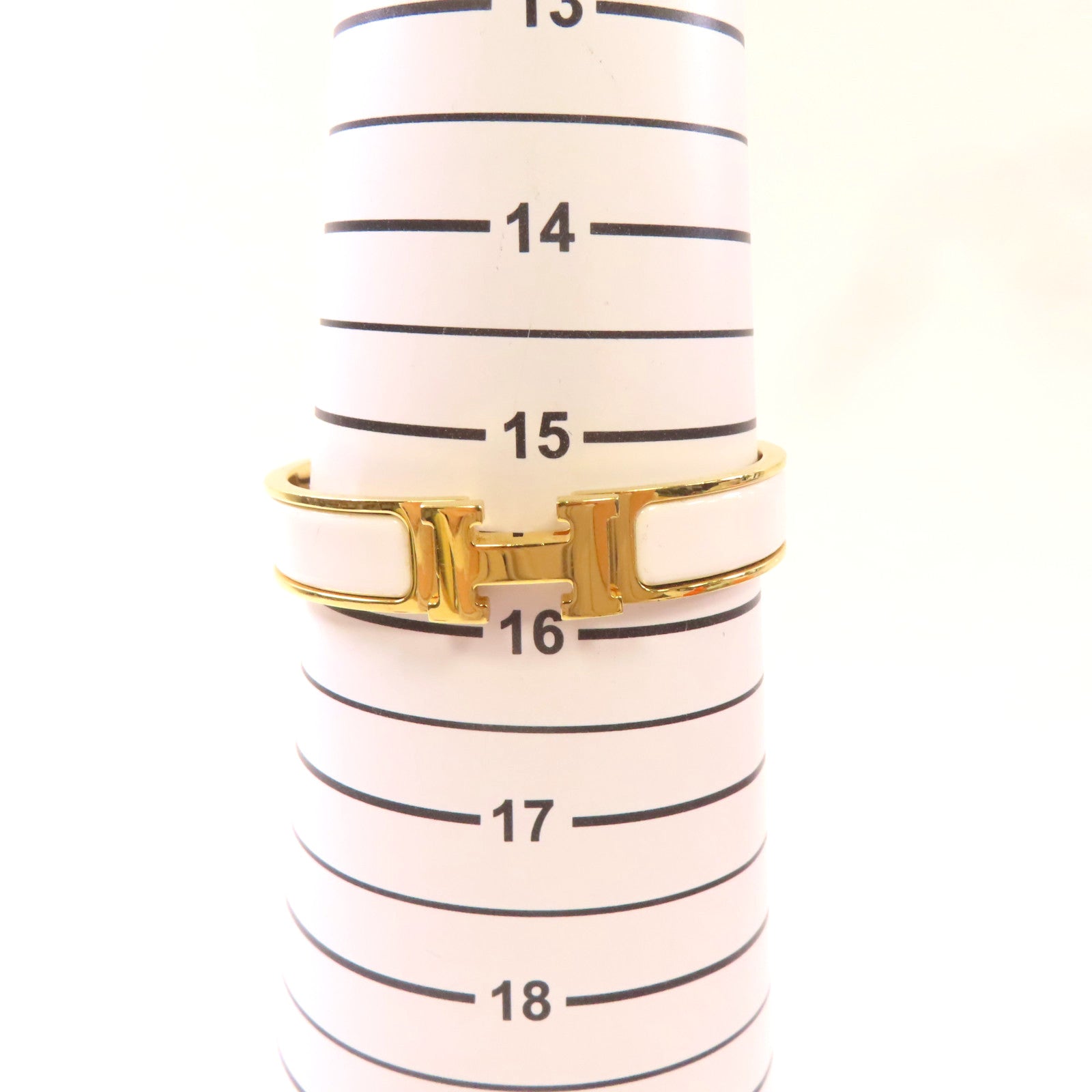 HERMES 琺瑯/金屬Clic H Bracelet金扣手鏈白色/金色