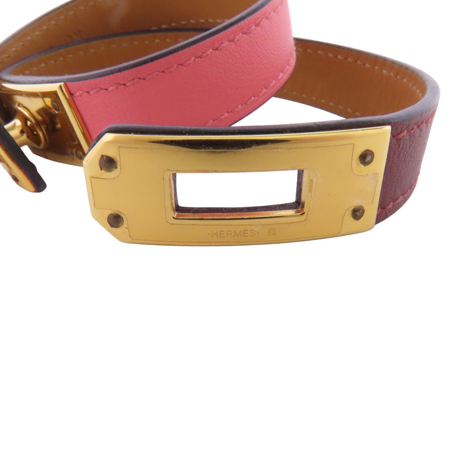 HERMES Swift皮革Double Tour Bracelet金扣手鏈