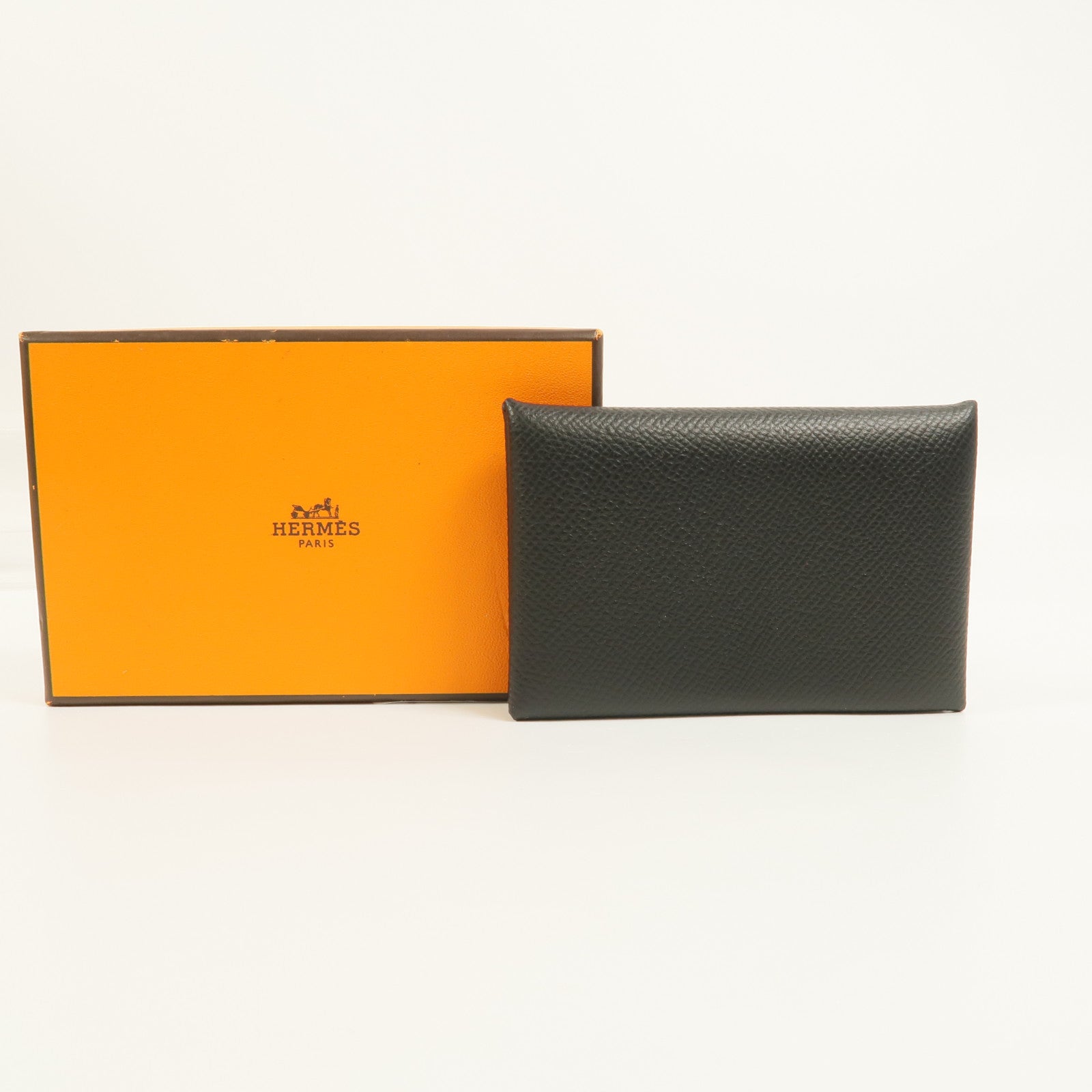 HERMES Epsom皮革Calvi卡片套Noir