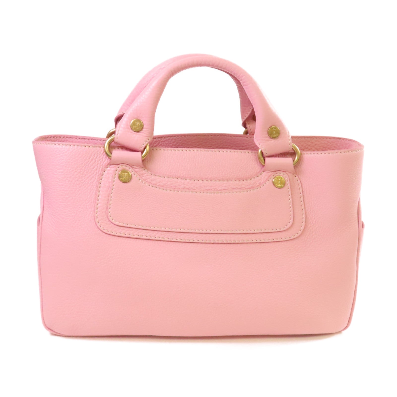 CELINE 牛皮皮革Hand Bag金扣手挽袋粉紅色