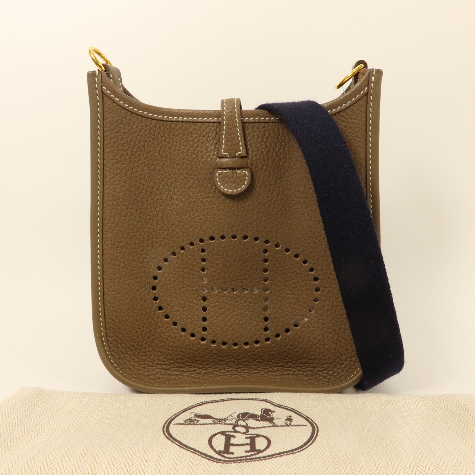 HERMES Clemence皮革Evelyne TPM肩背袋Etoupe