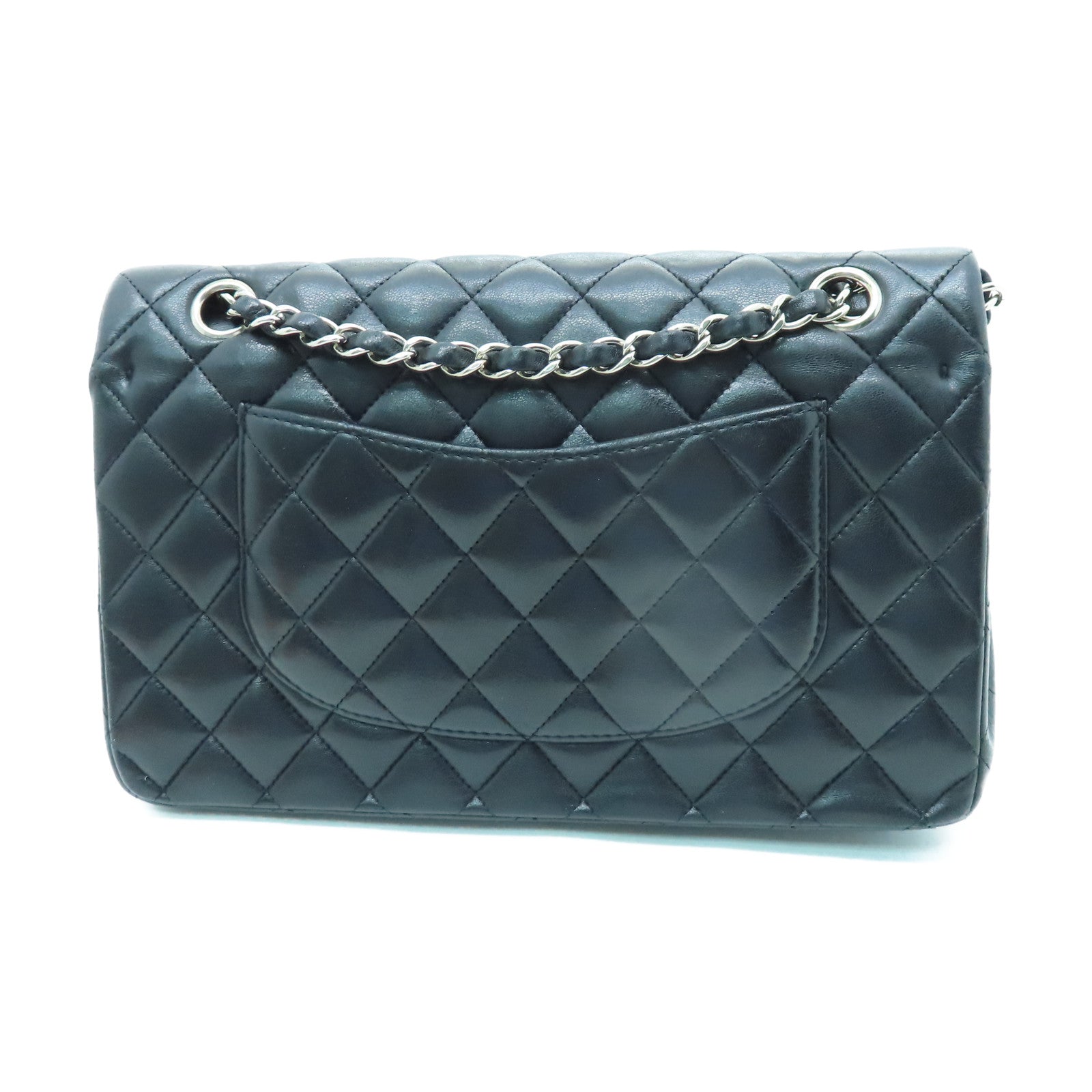 CHANEL 【清倉大減價】菱格羊皮皮革Classic 25cm金扣手挽肩背兩用袋黑色