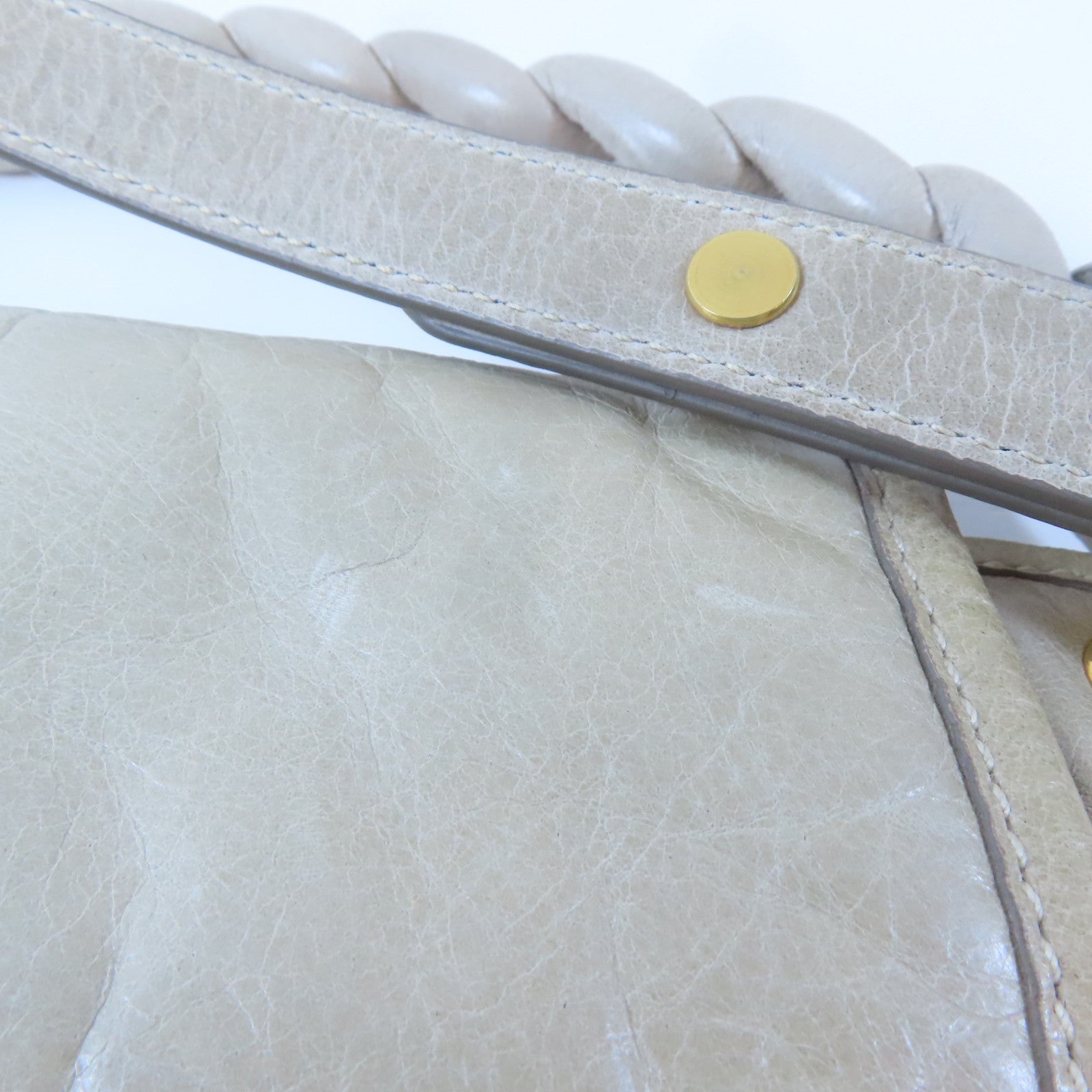 Miu Miu 牛皮皮革2 Way Shoulder Bag金扣手挽肩背兩用袋灰色