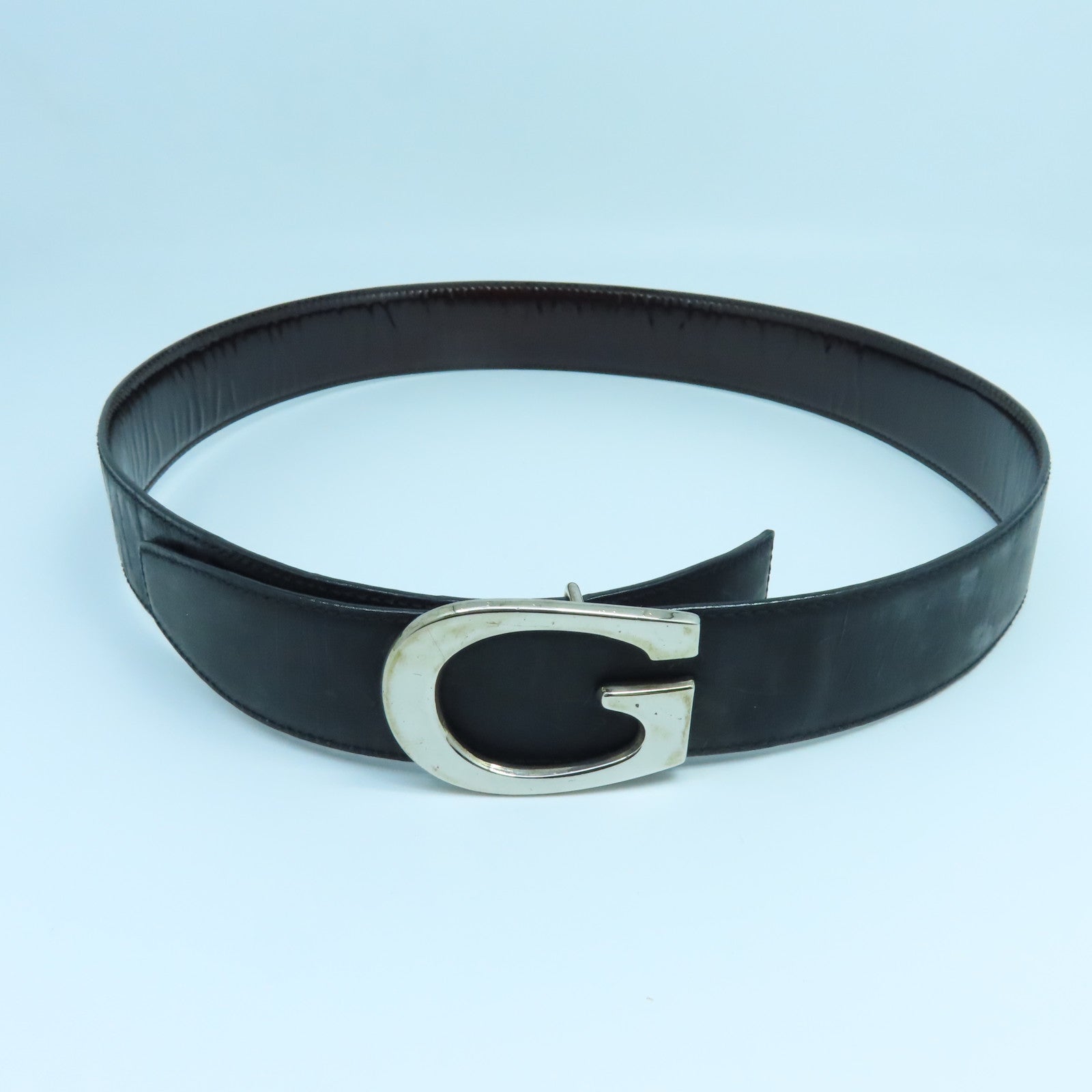 GUCCI 【激減優惠】牛皮皮革Belt銀扣皮帶黑色/啡色