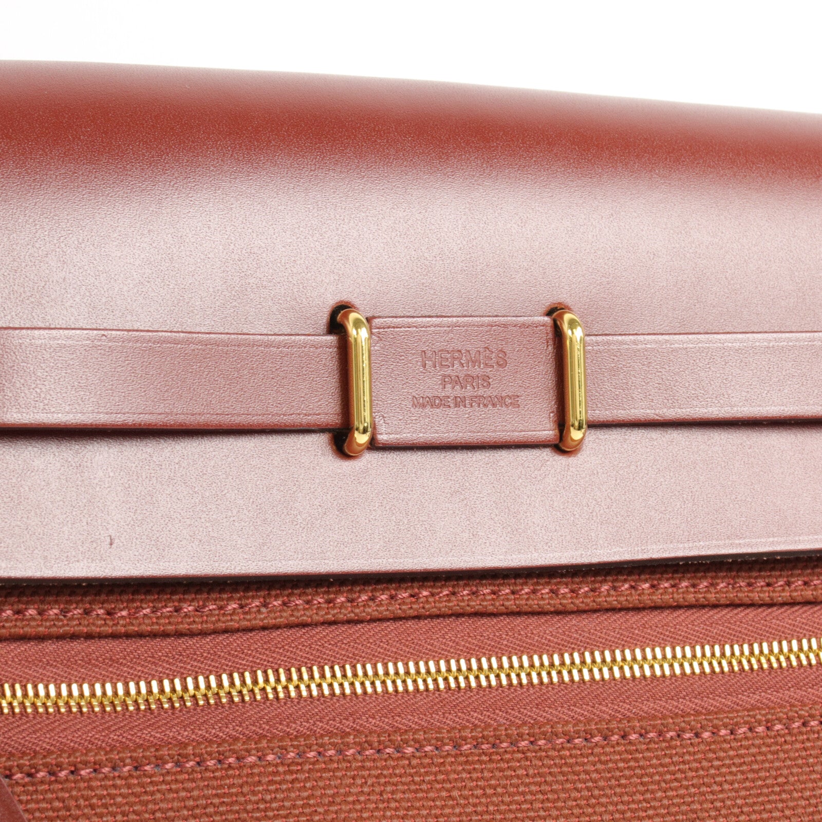 HERMES 帆布/皮革Mini Herbag肩背袋Rouge H