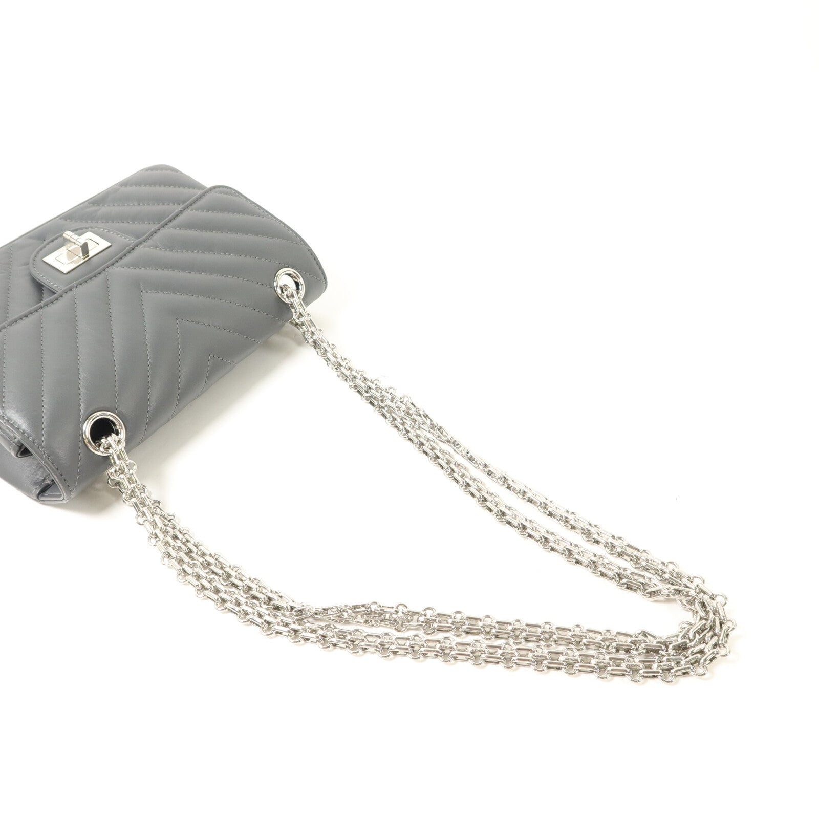 CHANEL 牛皮皮革Mini 2.55鏈帶手挽肩背兩用袋