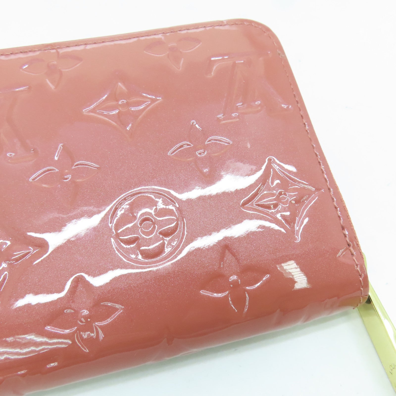 LOUIS VUITTON 【清倉大減價】Monogram Vernis Zippy Wallet金扣長錢包粉紅色