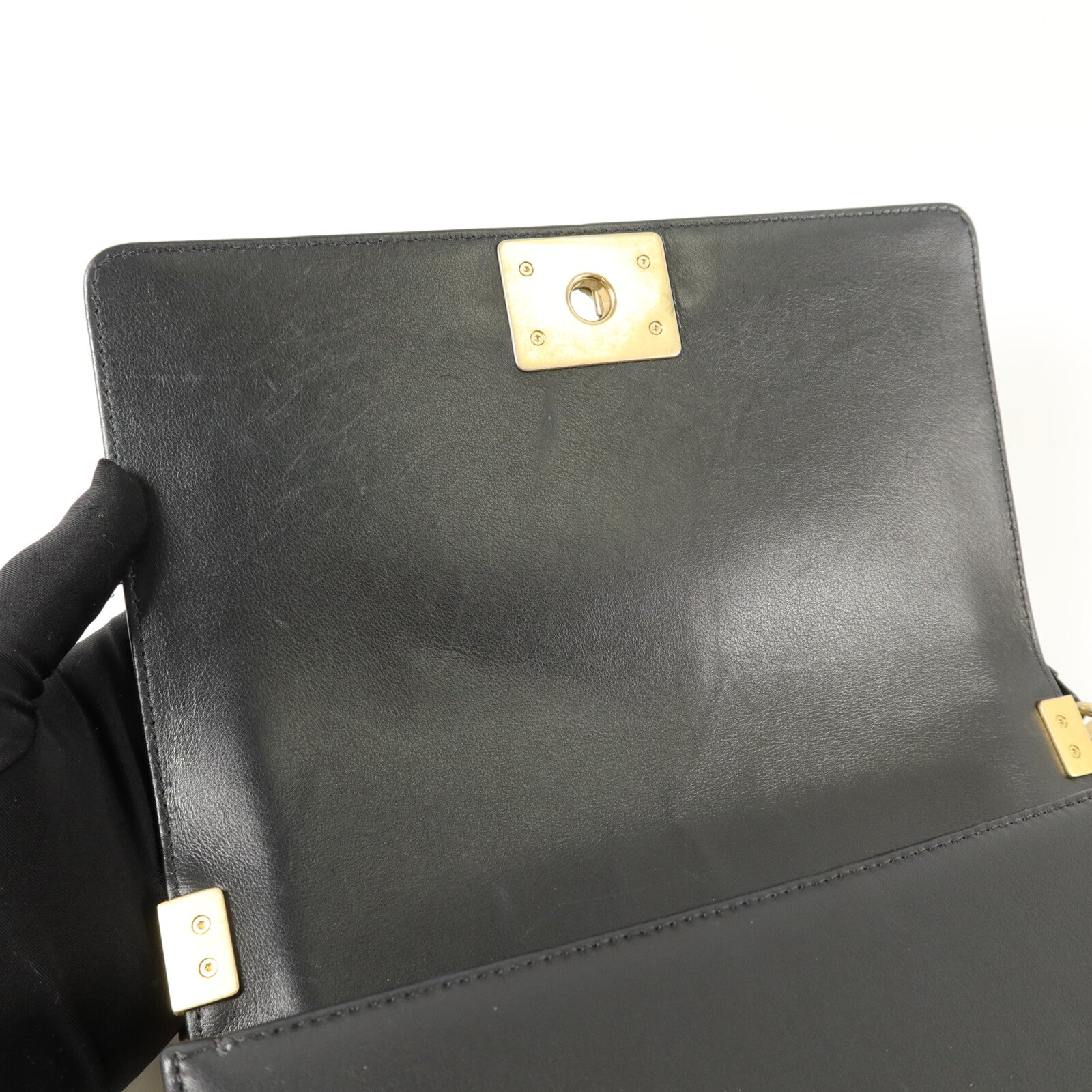 CHANEL 羊皮皮革Boy 25鏈帶肩背袋