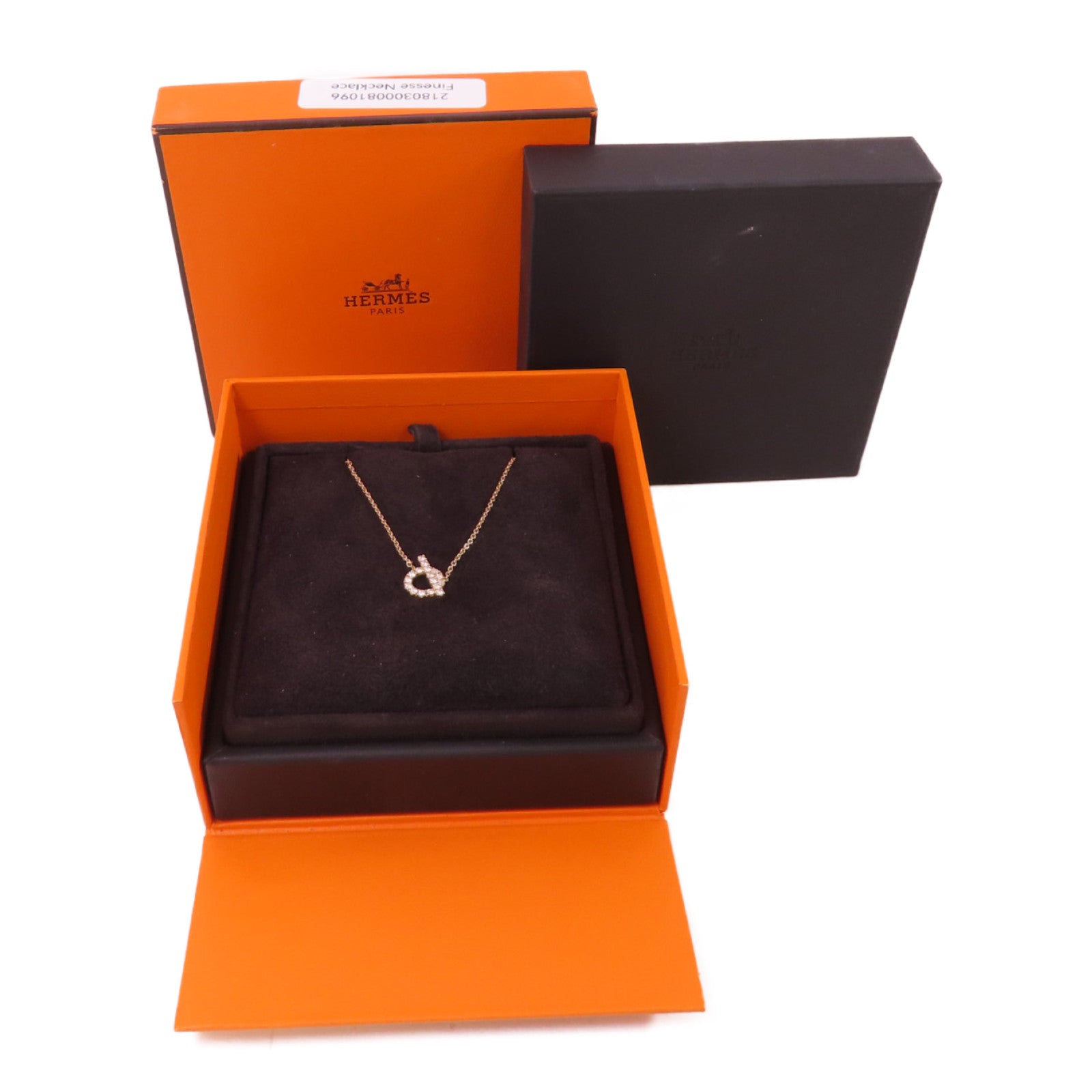 HERMES 18K玫瑰金/0.46ct鑽石Finesse Diamond Necklace項鏈金色