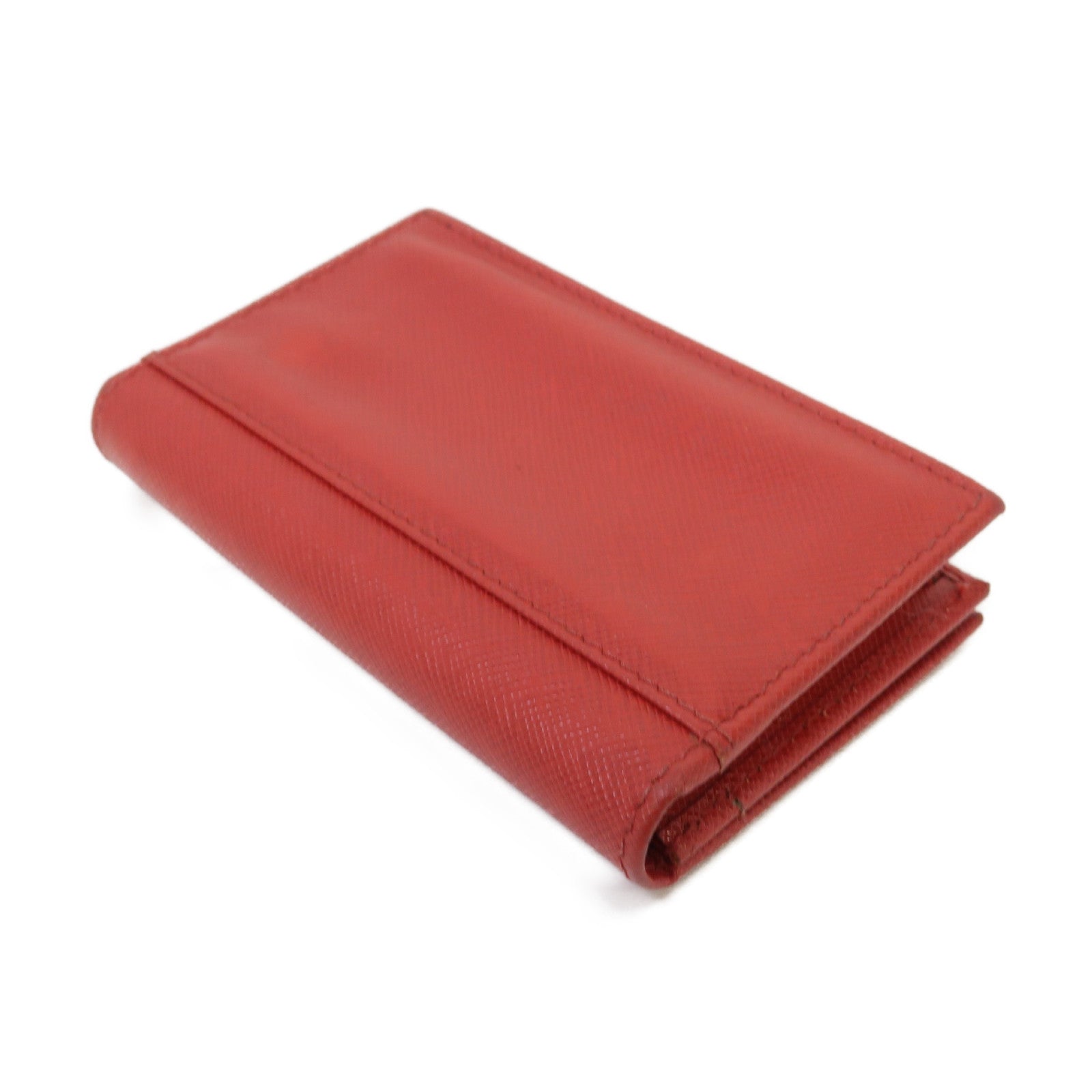PRADA 【激減優惠】Saffiano皮革Card Case金扣卡片套紅色
