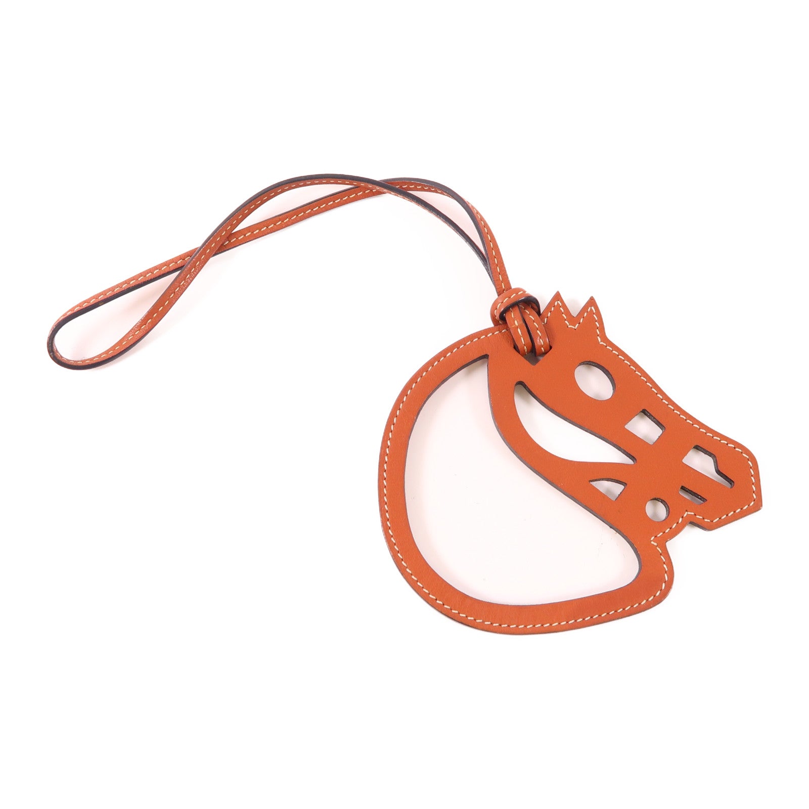 HERMES Swift皮革Paddock Cheval Charm掛飾Brown