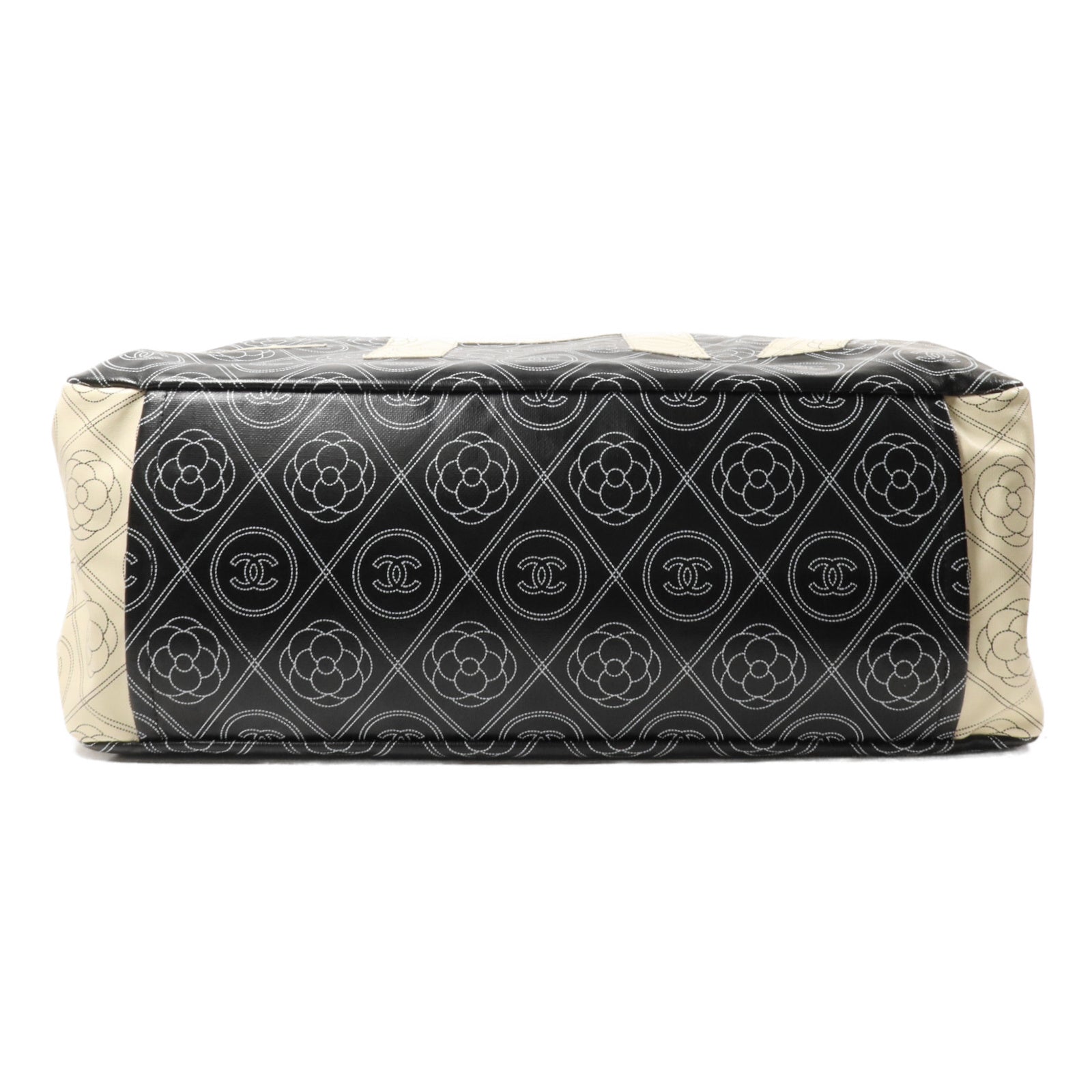 CHANEL 塗層帆布Maxi Bowling Bag鏈帶手挽肩背兩用袋