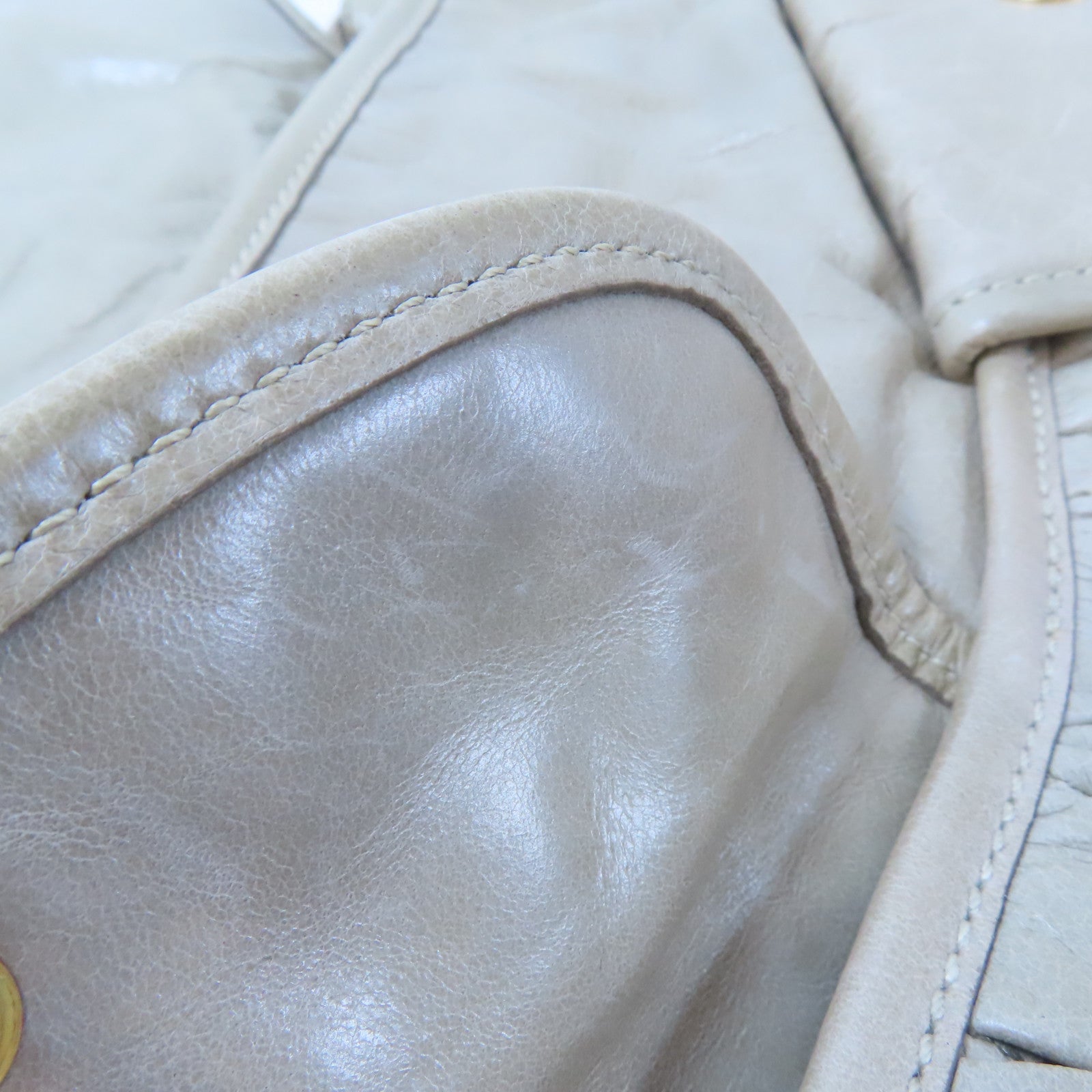 Miu Miu 牛皮皮革2 Way Shoulder Bag金扣手挽肩背兩用袋灰色