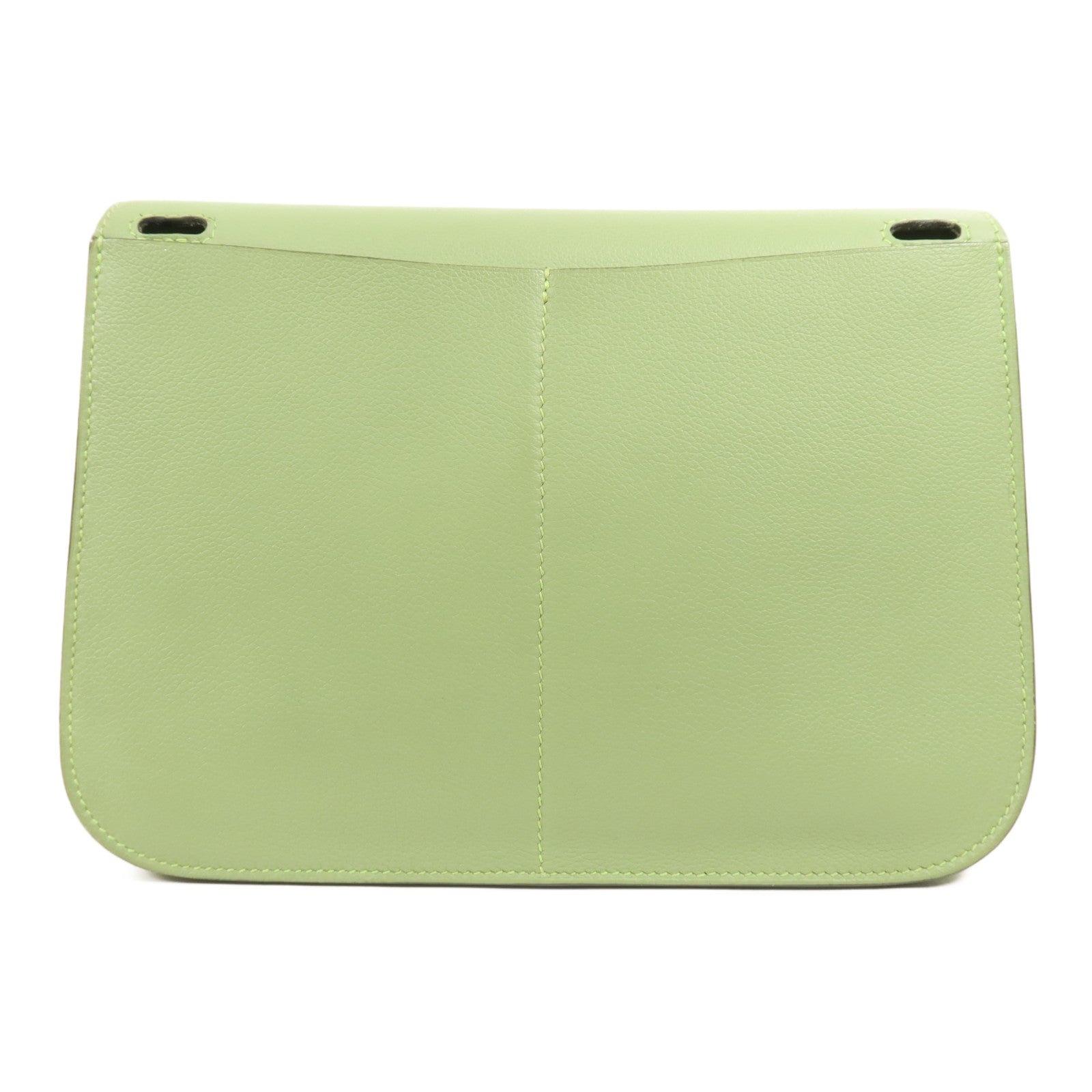 HERMES Evercolor皮革Halzan 25銀扣手挽肩背兩用袋Vert Criquet