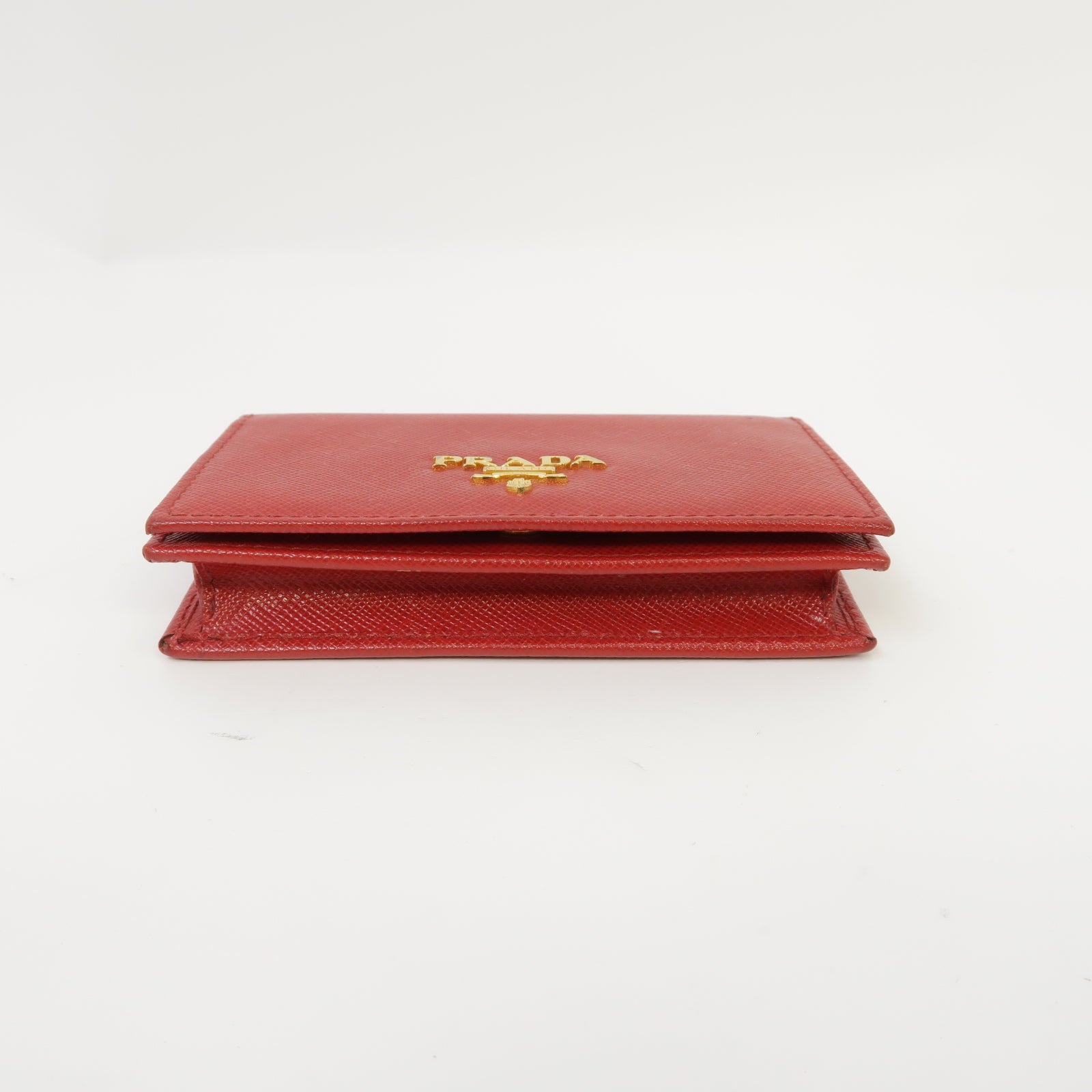 PRADA 【激減優惠】Saffiano皮革Card Case金扣卡片套紅色