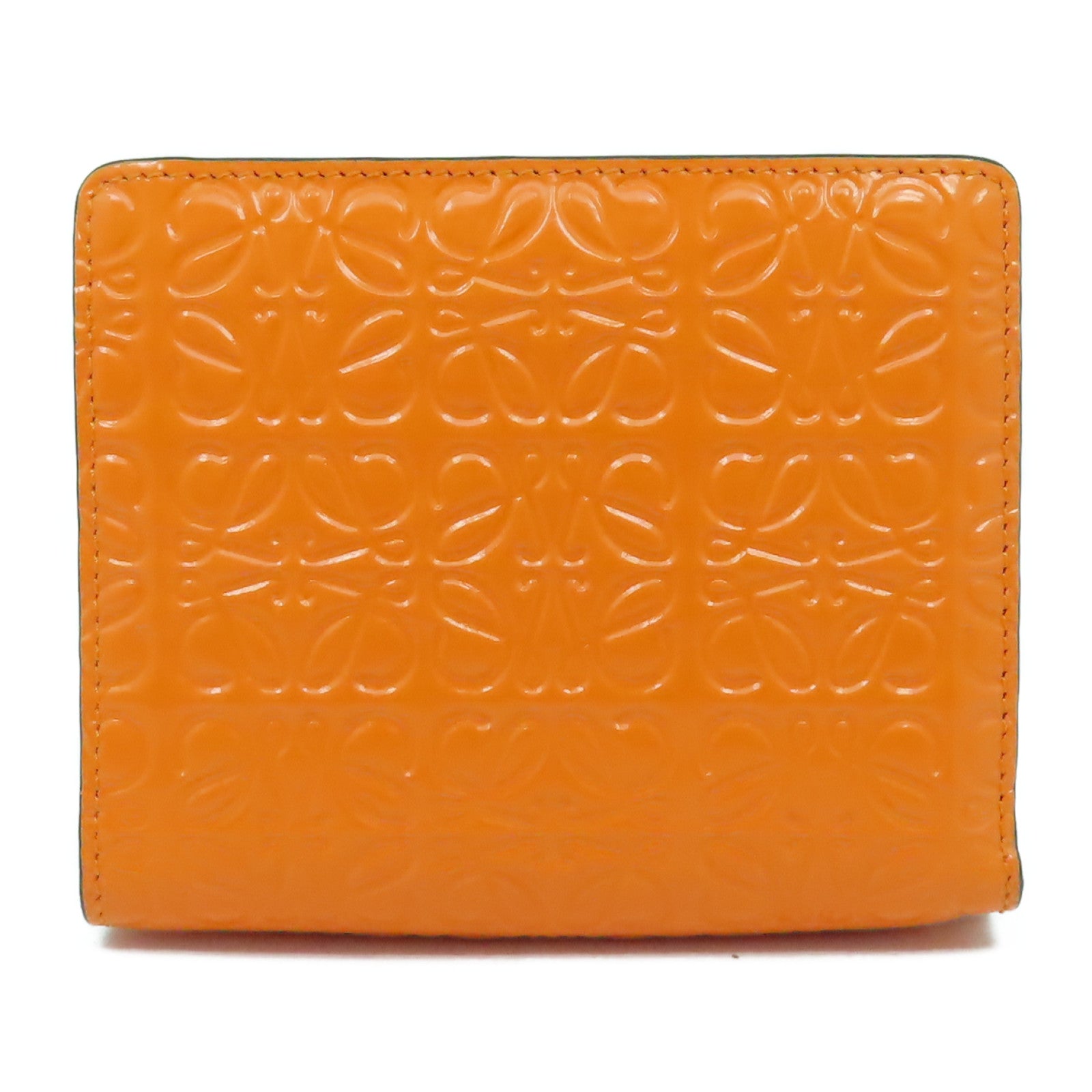 LOEWE 【激減優惠】牛皮皮革Wallet銀扣錢包橙色