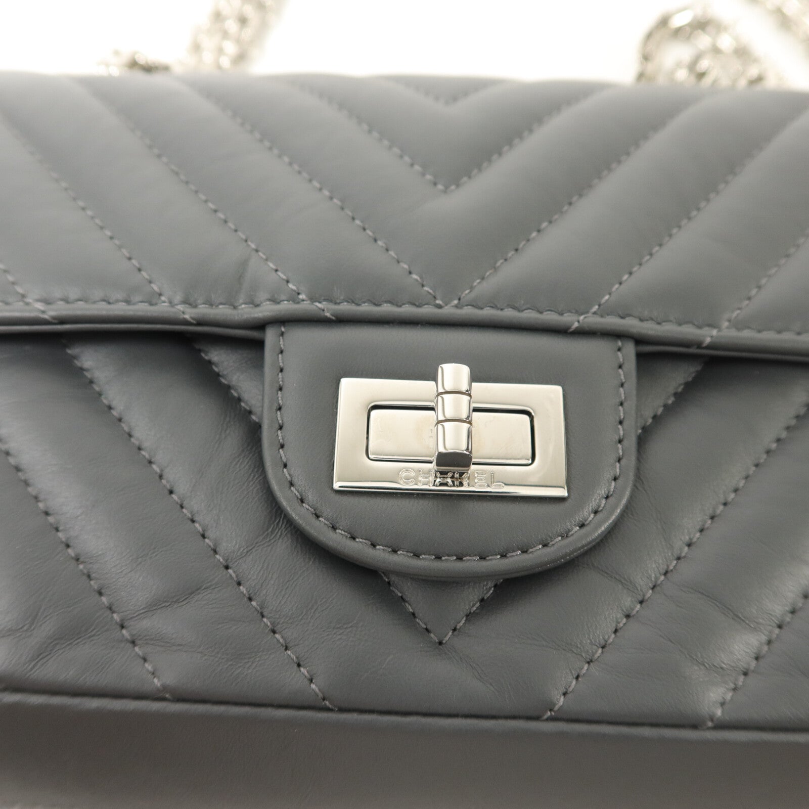 CHANEL 牛皮皮革Mini 2.55鏈帶手挽肩背兩用袋