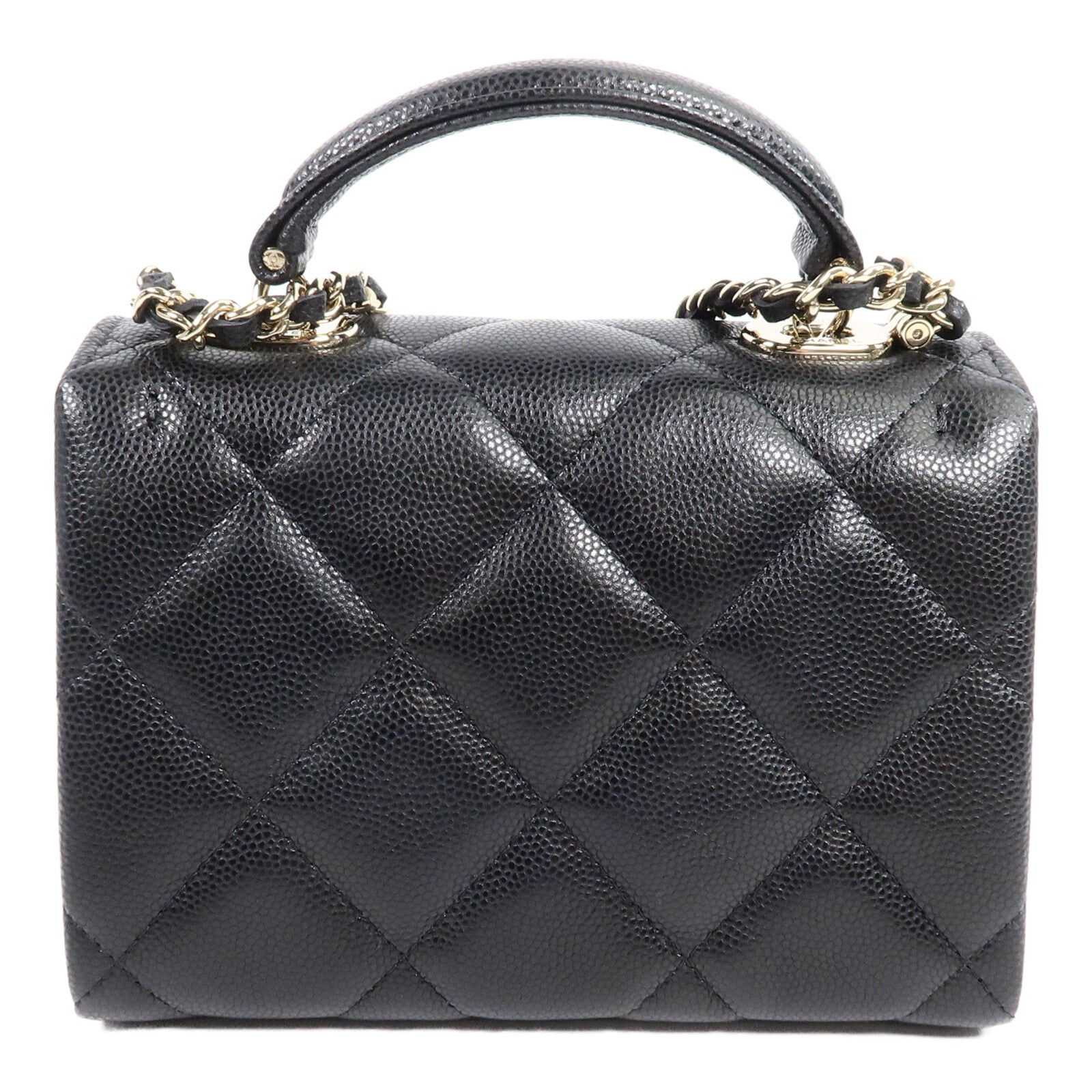 CHANEL 牛皮皮革Mini Top Handle鏈帶手挽肩背兩用袋
