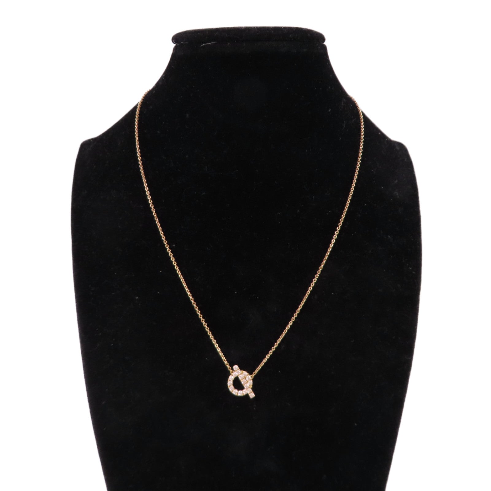 HERMES 18K玫瑰金/0.46ct鑽石Finesse Diamond Necklace項鏈金色
