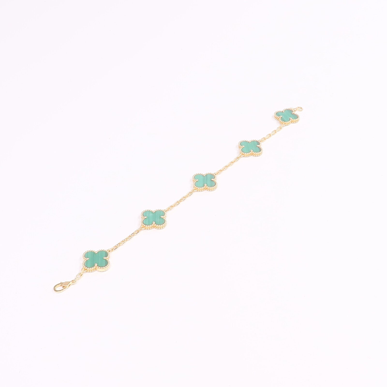 Van Cleef & Arpels 18K黃金Vintage Alhambra Bracelet 5 motifs孔雀石手鏈