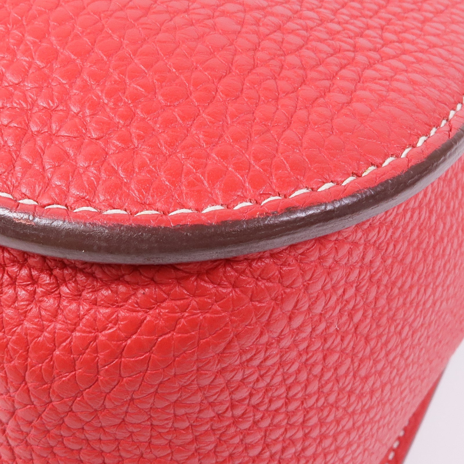 HERMES Clemence皮革Halzan 31銀扣手挽肩背兩用袋Rouge Casaque