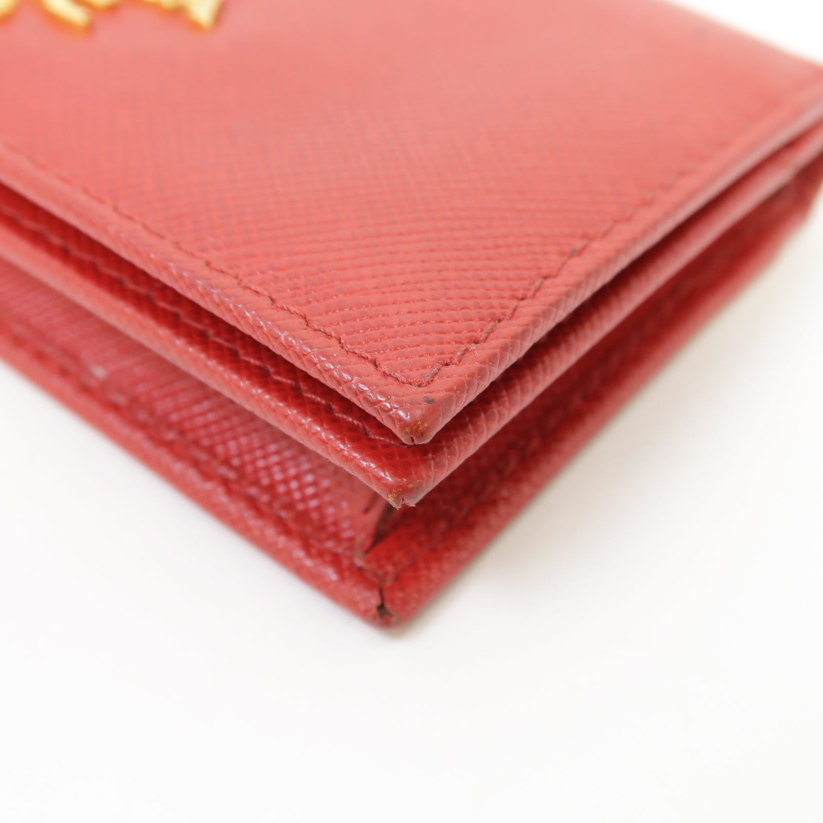PRADA 【激減優惠】Saffiano皮革Card Case金扣卡片套紅色