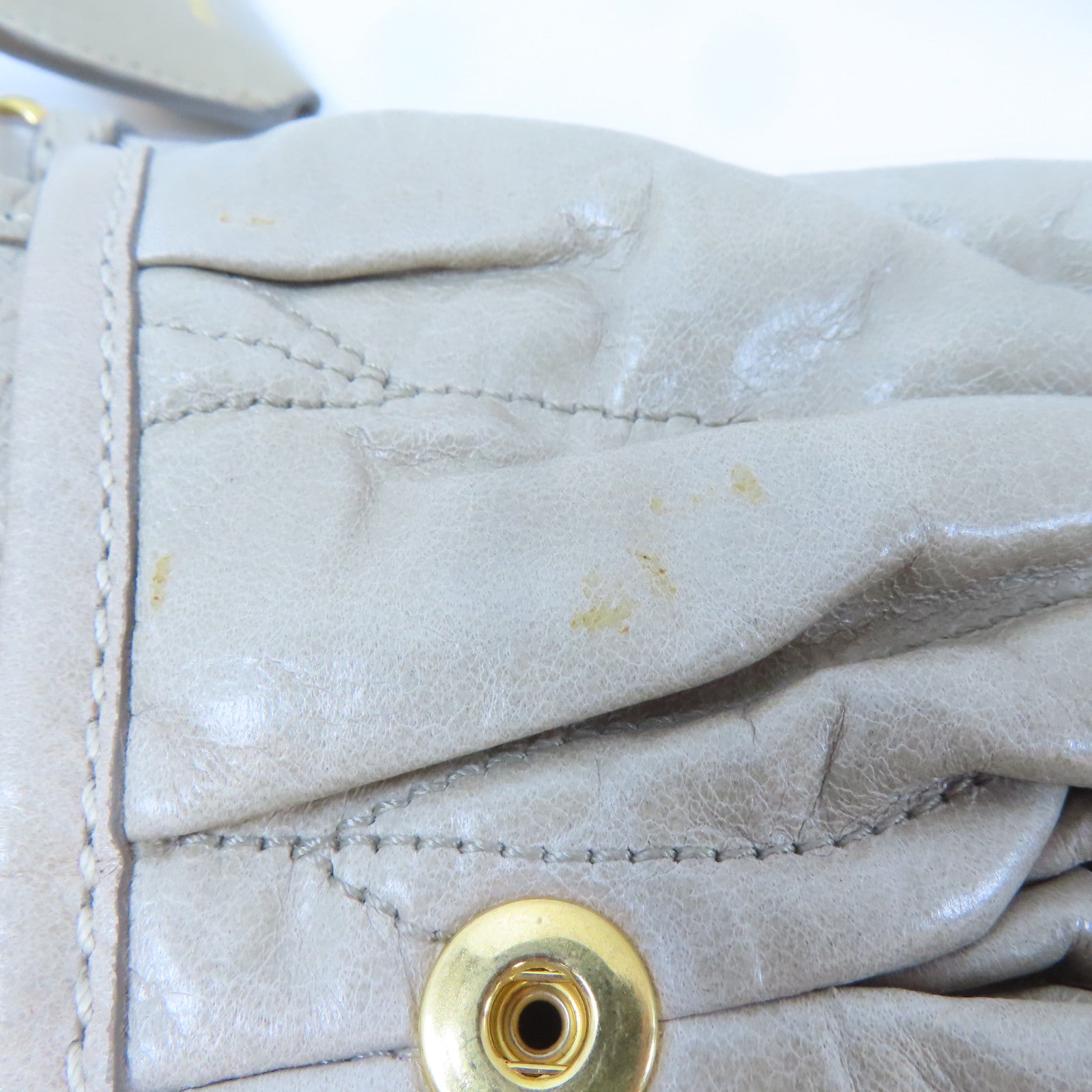 Miu Miu 牛皮皮革2 Way Shoulder Bag金扣手挽肩背兩用袋灰色