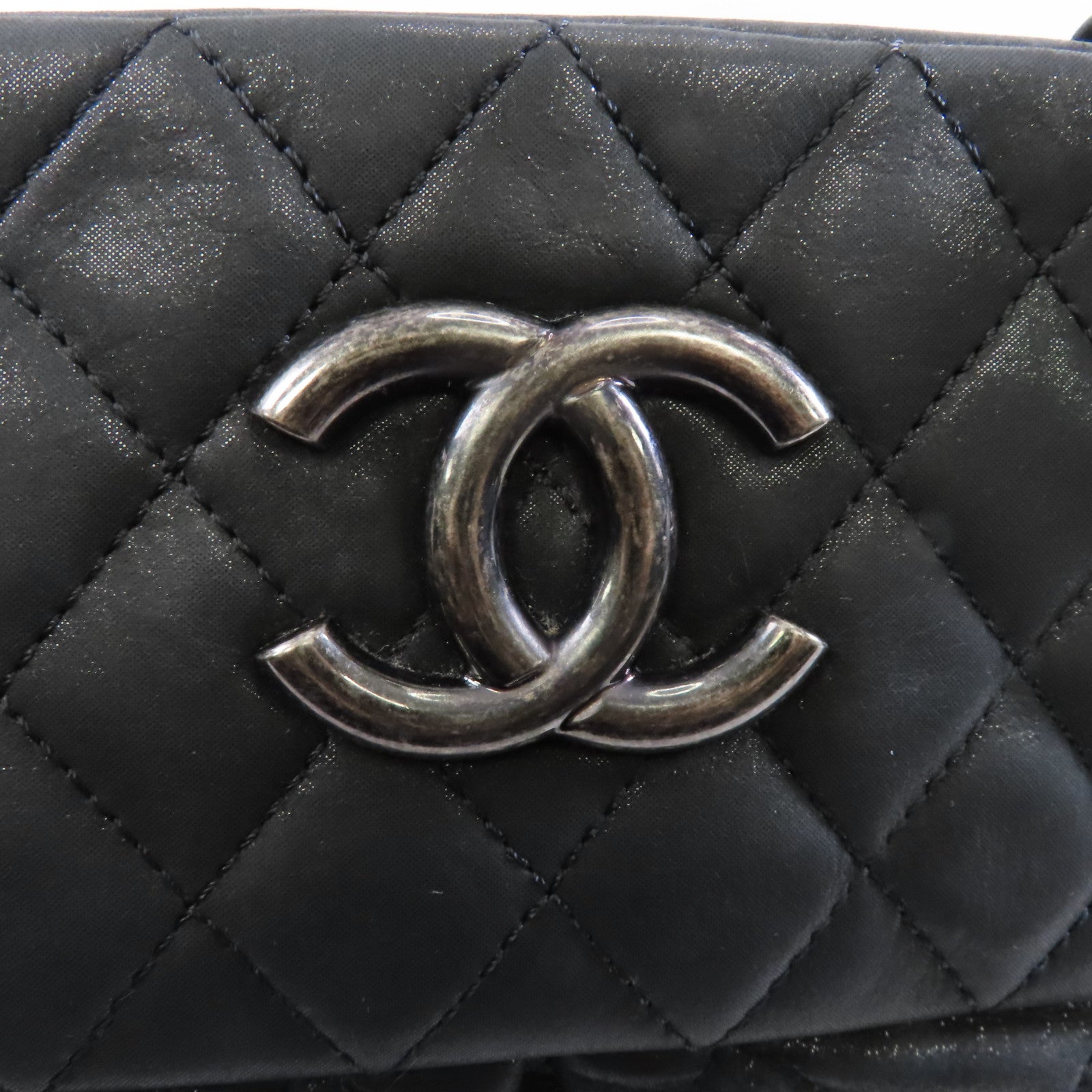 CHANEL 【激減優惠】塗層皮革Chain Shoulder Bag銀扣鏈帶肩背袋黑色
