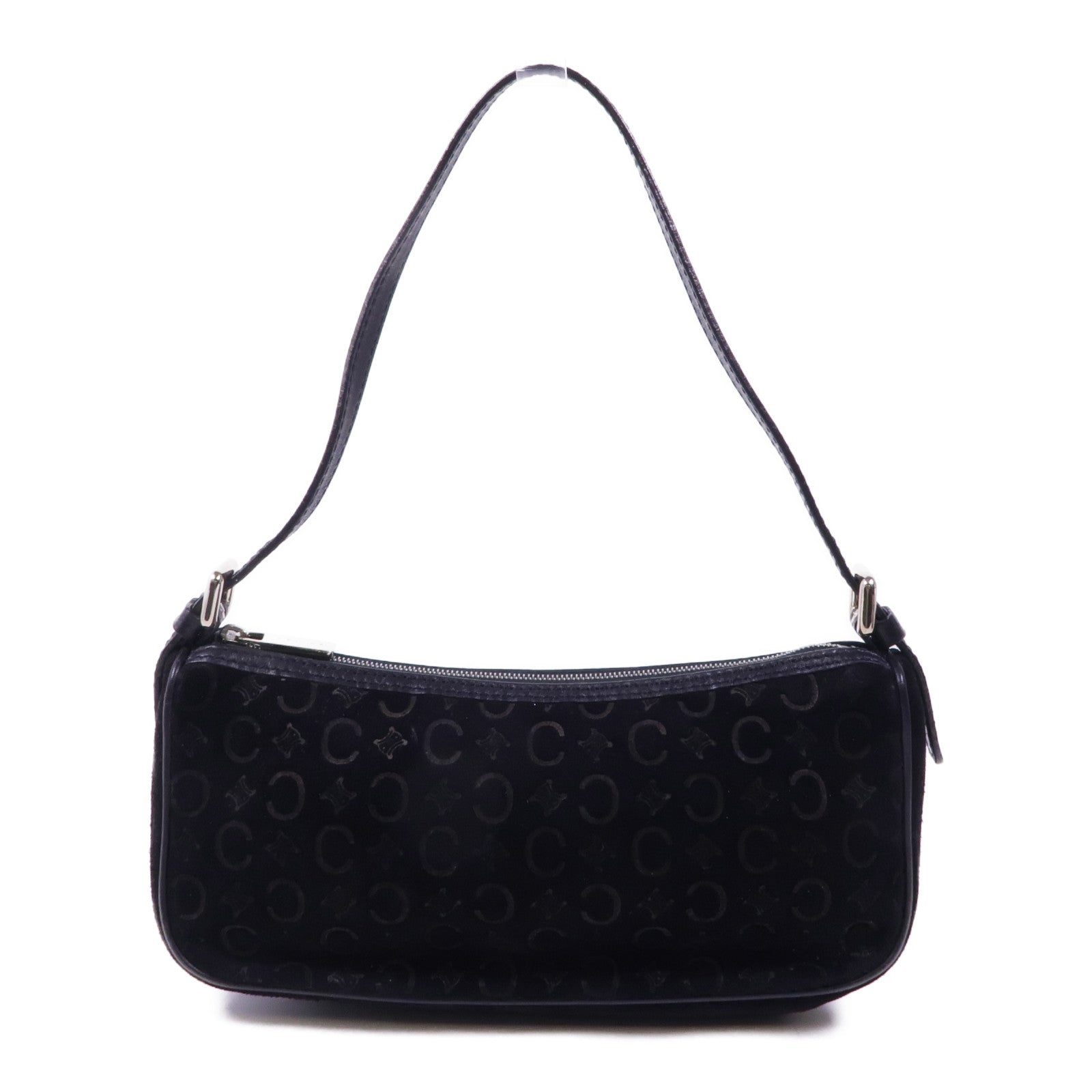 CELINE 麂皮皮革Shoulder Bag銀扣肩背袋