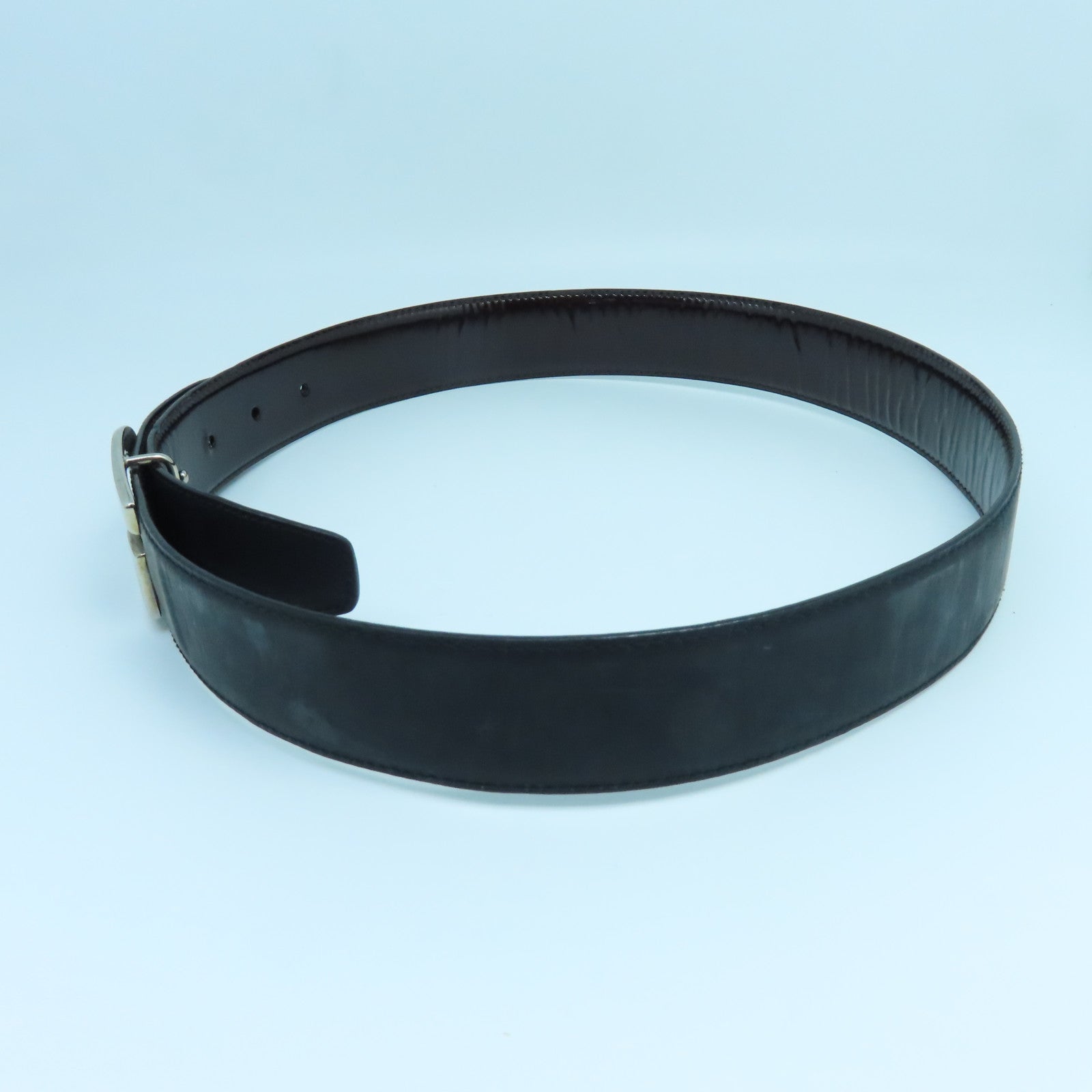 GUCCI 【激減優惠】牛皮皮革Belt銀扣皮帶黑色/啡色