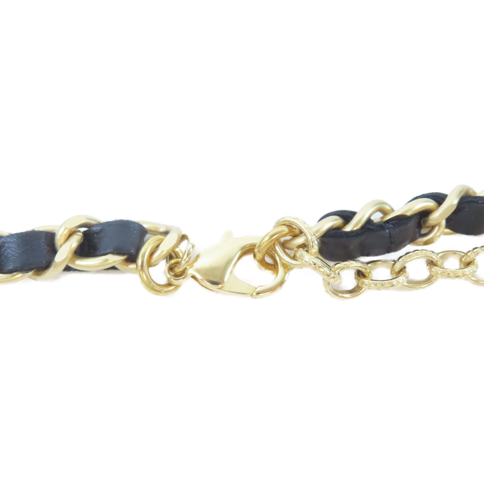 CHANEL 皮革/金屬Necklace項鍊黑色/金色