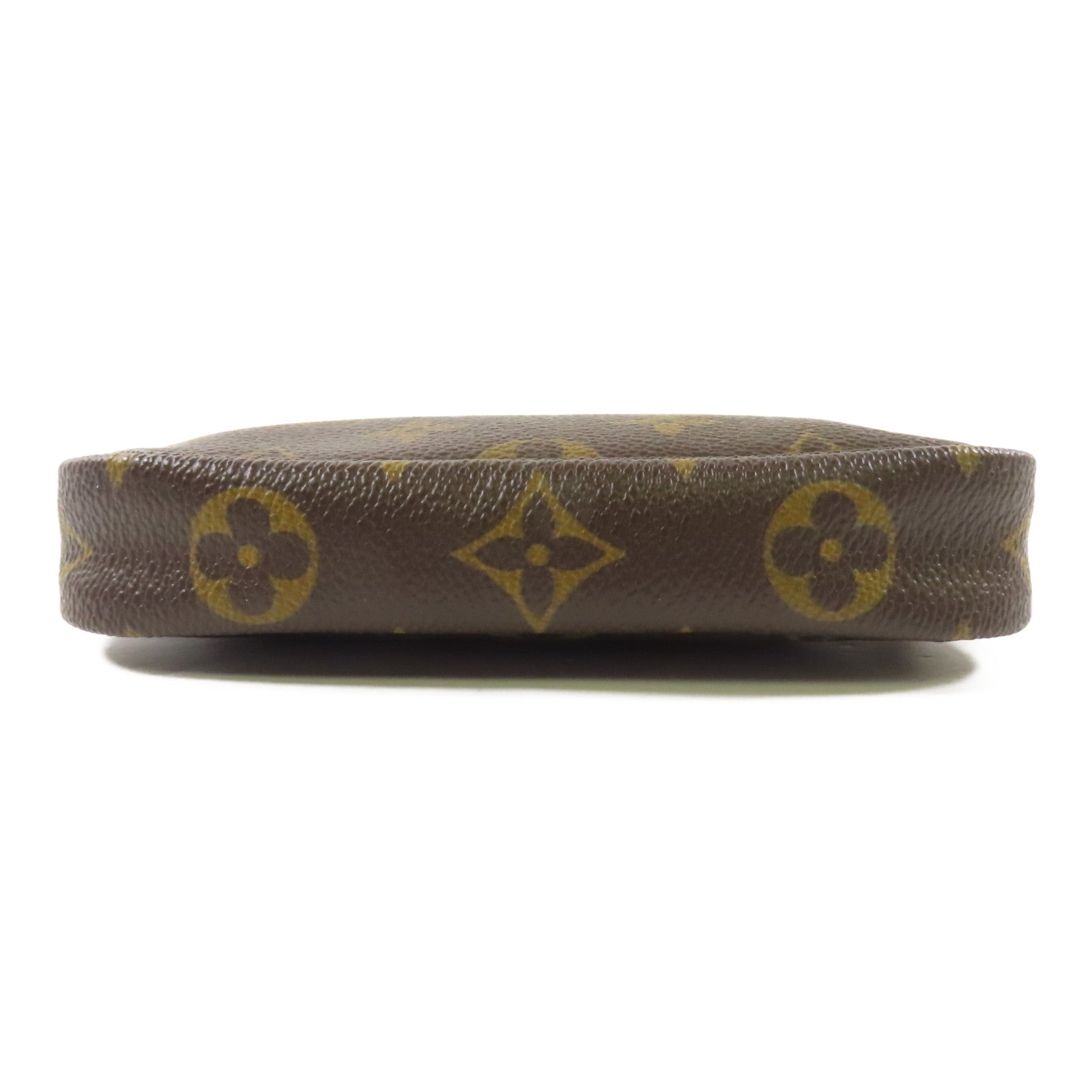 LOUIS VUITTON Monogram Mini Pochette Accessoires金扣手挽袋棕色