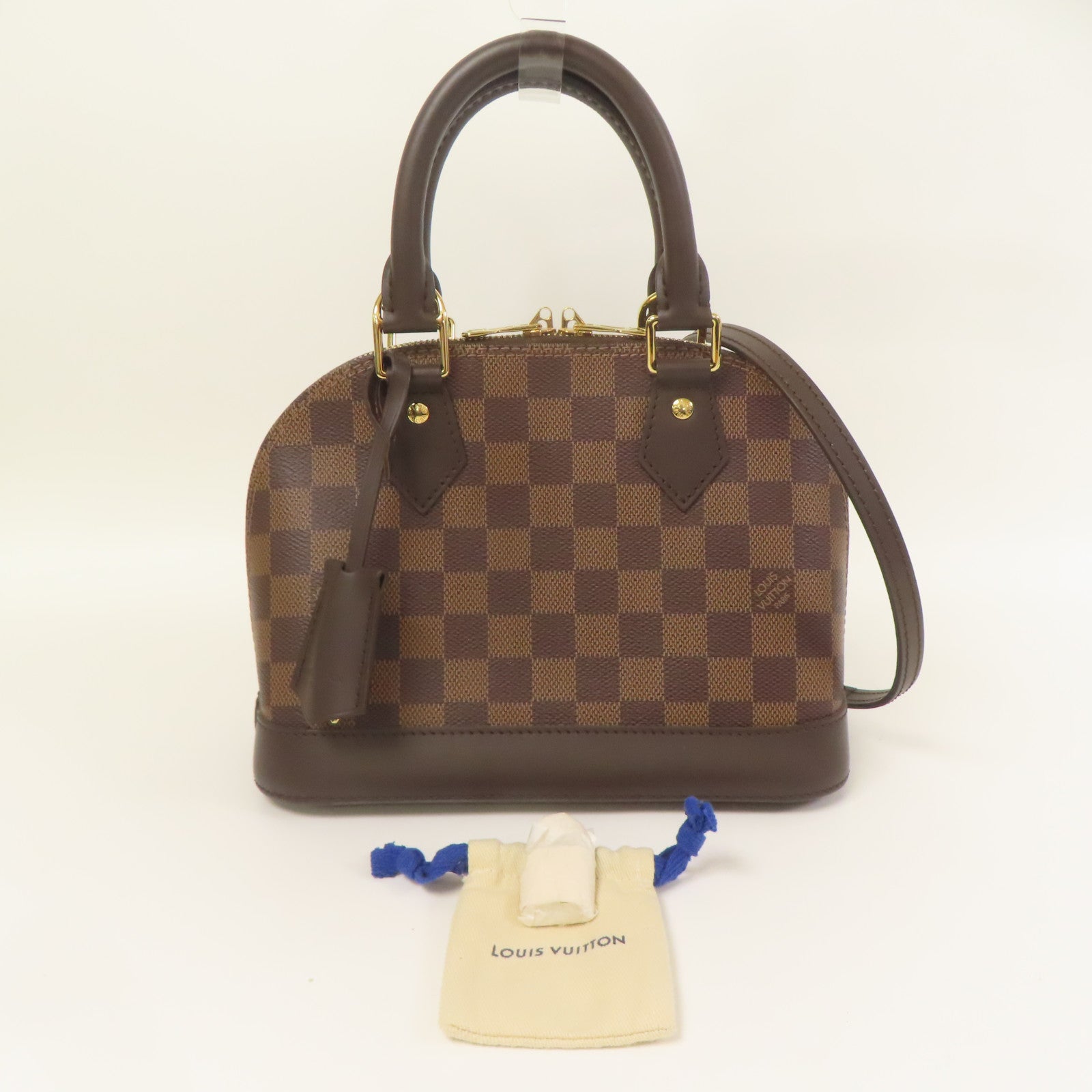 LOUIS VUITTON Damier Alma BB金扣手挽肩背兩用袋棕色