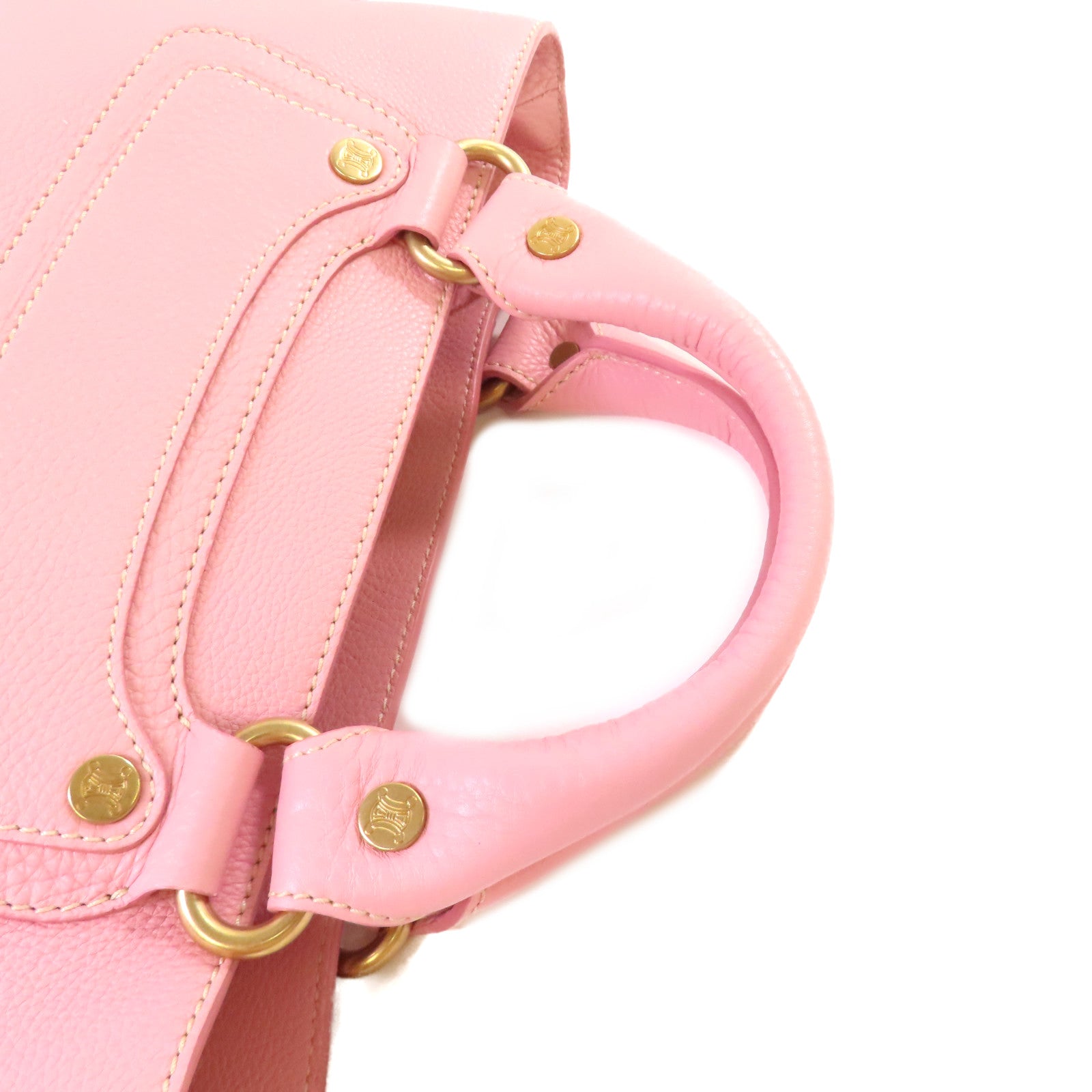 CELINE 牛皮皮革Hand Bag金扣手挽袋粉紅色
