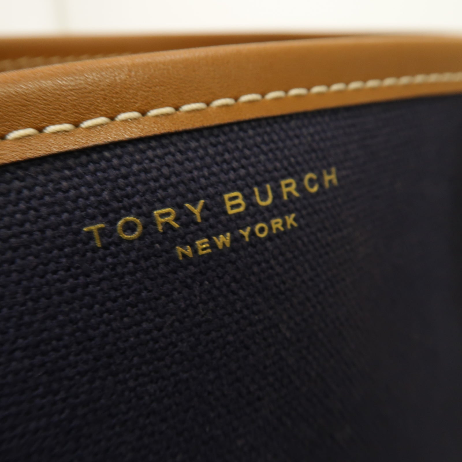 Tory Burch 帆布Tote Bag金扣手挽袋深藍色